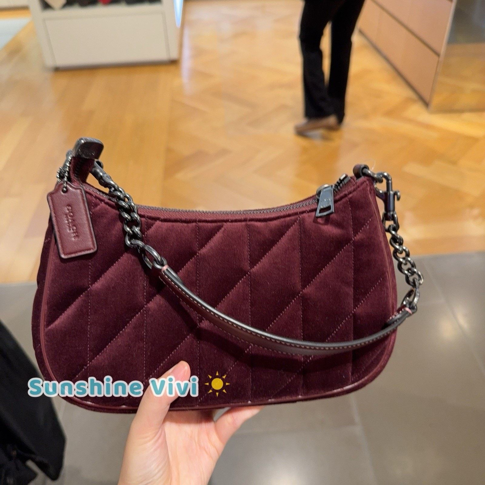 Coach NWT Coach Teri Shoulder Bag Quilting CCW70 Gunmetal/Burgundy Size ONE SIZE - 4 Thumbnail
