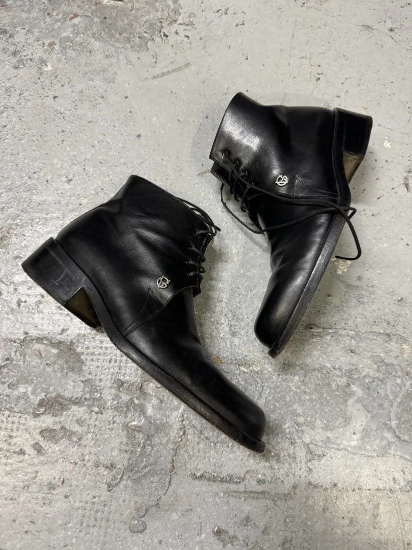 Designer × Vintage 2000s Gianni Versace Black Leather Boots Size US 8 / IT 38 - 3 Thumbnail
