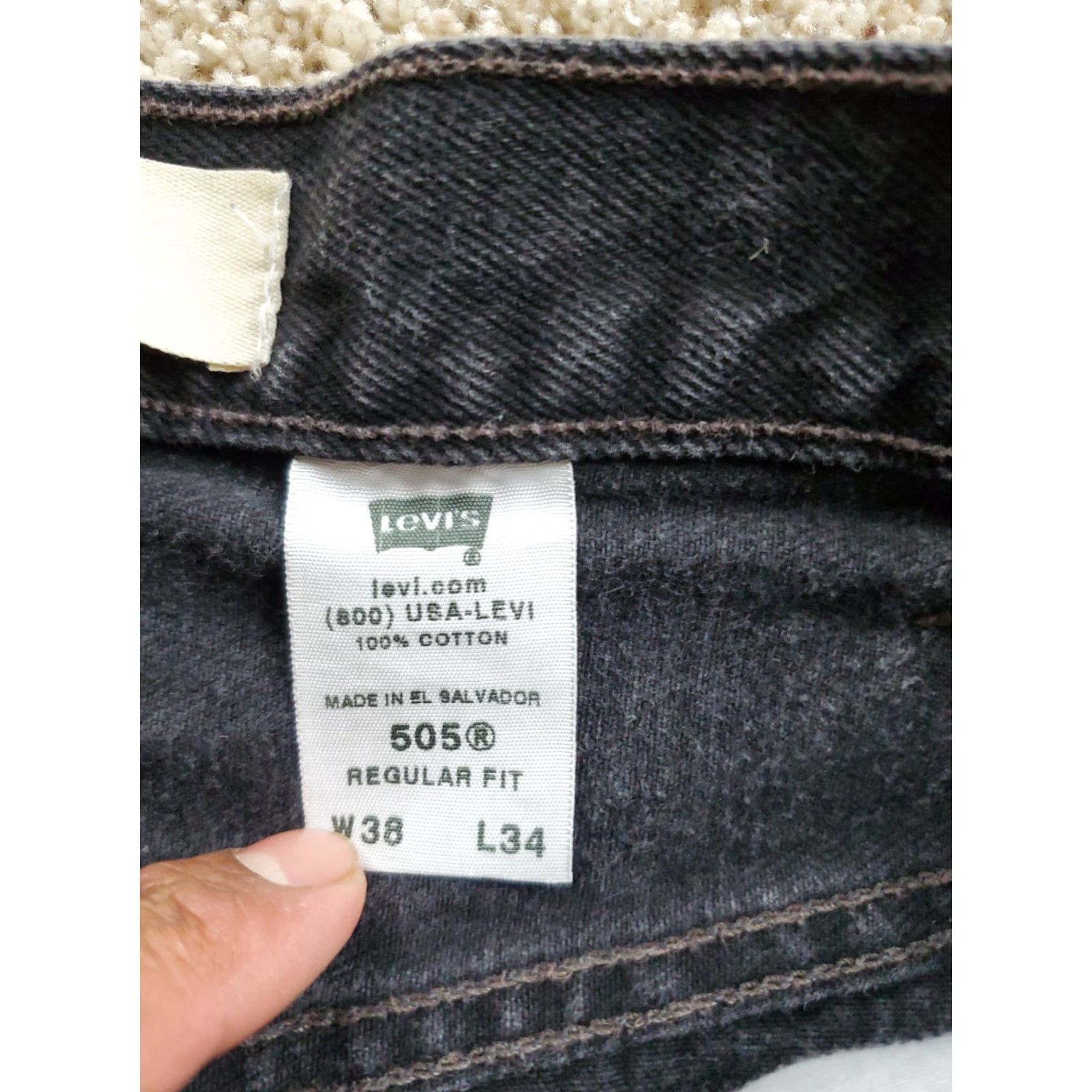 Levi's VINTAGE Levi's 505 Jeans 38x34 Mens Black Regular Fit Straight Leg Cotton Denim Size US 38 / EU 54 - 4 Thumbnail