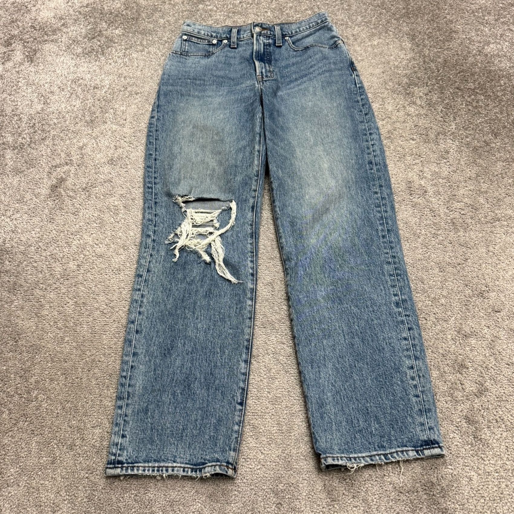 Madewell Madewell Jeans The Perfect Vintage Straight Denim Womens 27 High Rise Distressed Blue 5-Pocket Regular Fit City Grunge Classic Mens Womens Girls Size 27" / US 4 / IT 40 - 2 Thumbnail