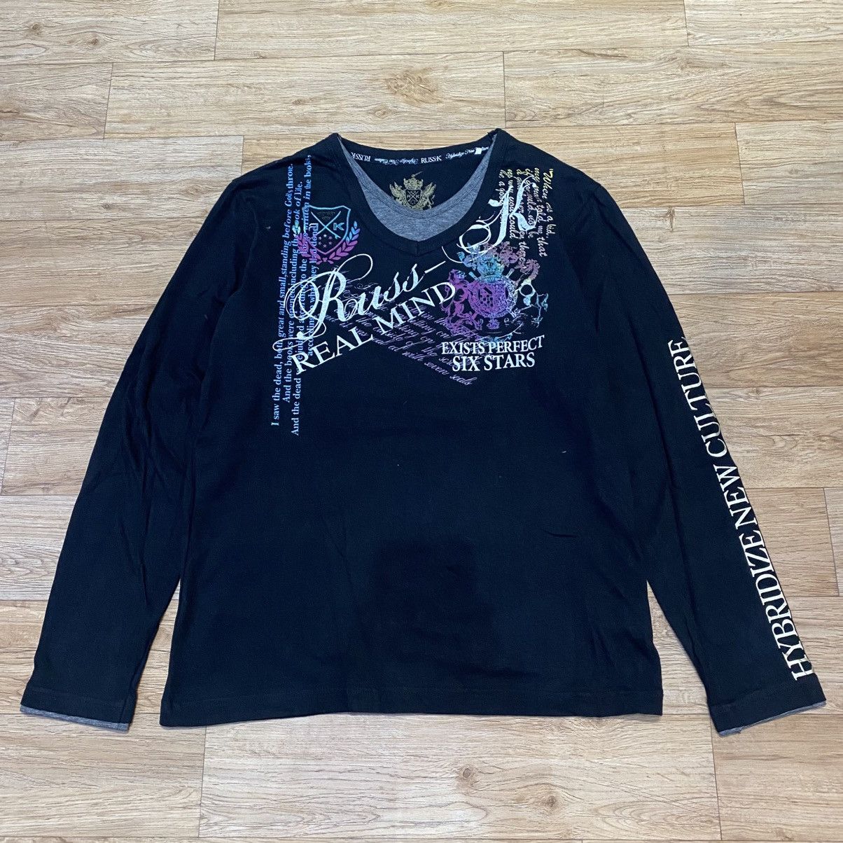 If Six Was Nine 2000s Russ-K Vkei Double Layer Poem Long Sleeve T-Shirt Size US M / EU 48-50 / 2 - 2 Thumbnail
