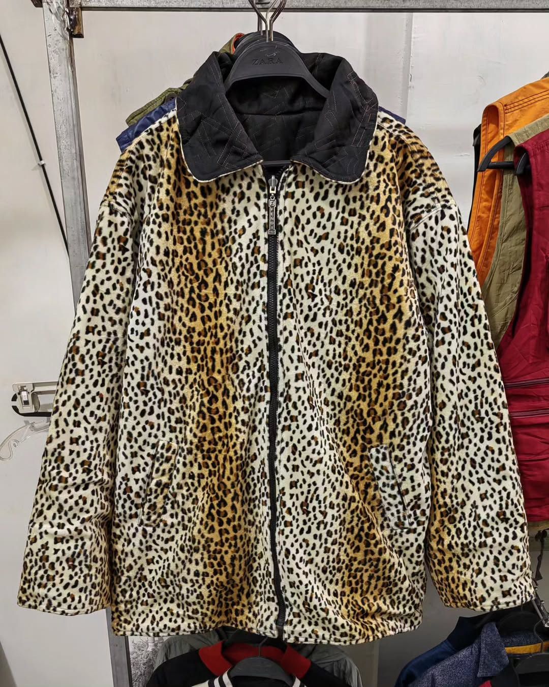 reversible Fendi leopard logo all over print jacket