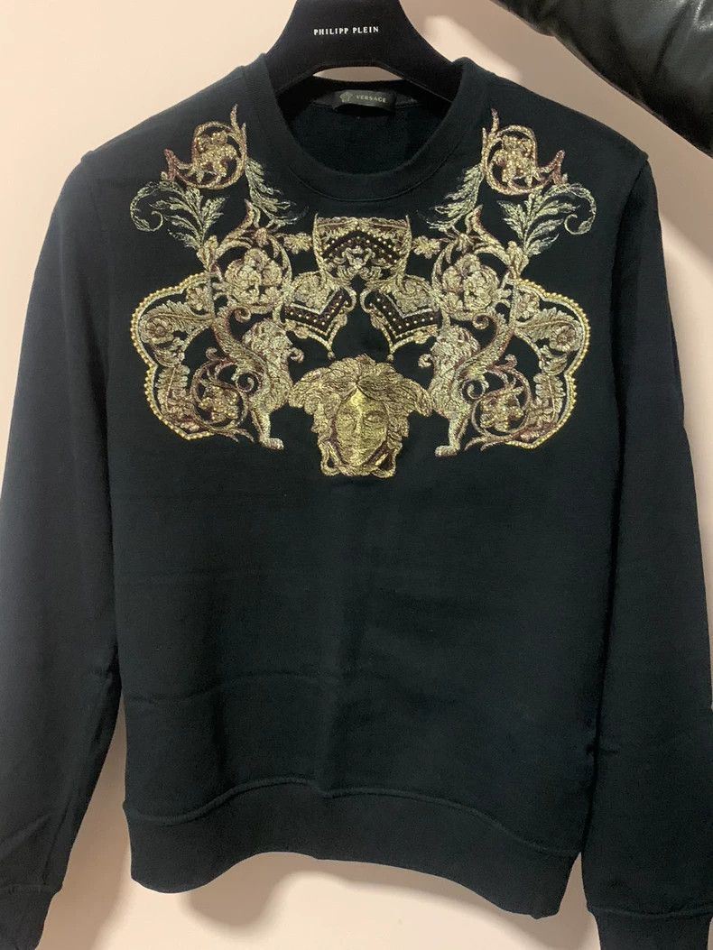 Versace Versace Embroidered Black Sweater - dmc Size US L / EU 52-54 / 3 - 1 Thumbnail