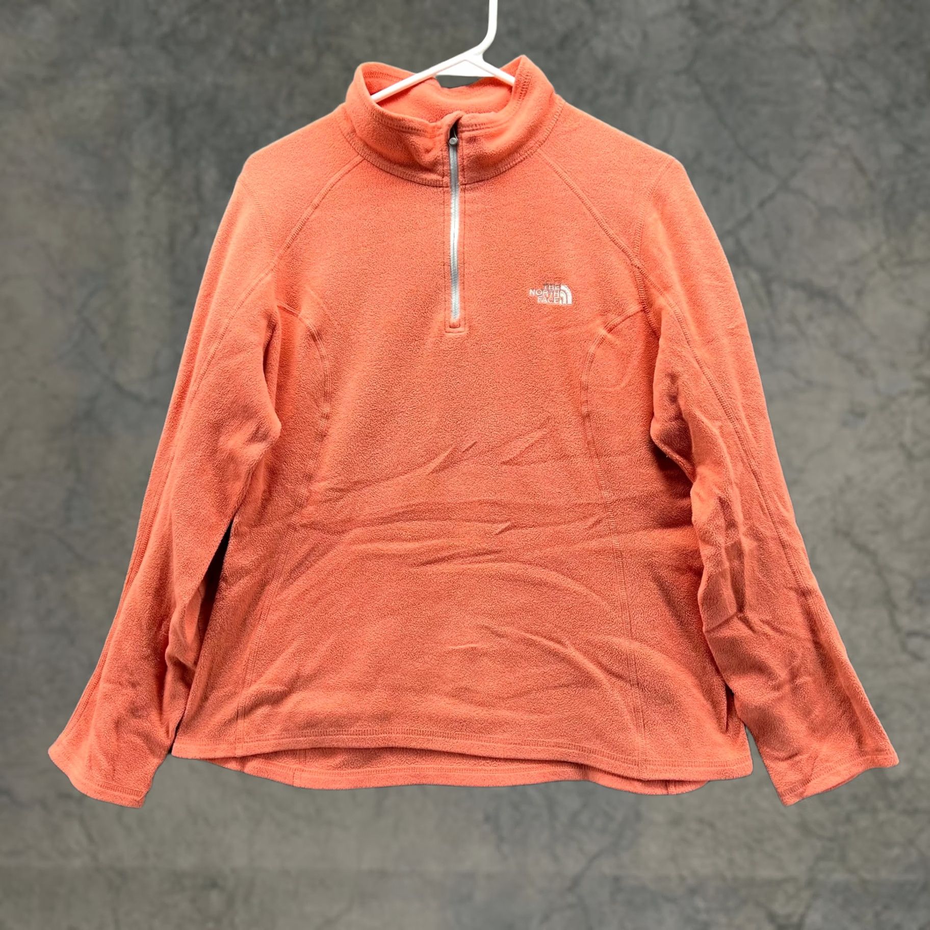 The North Face VINTAGE The North Face Sweater Women Large Hoodie Jacket Orange Pullover Sweatshirt 1/4 Zip Size L / US 10 / IT 46 - 1 Thumbnail