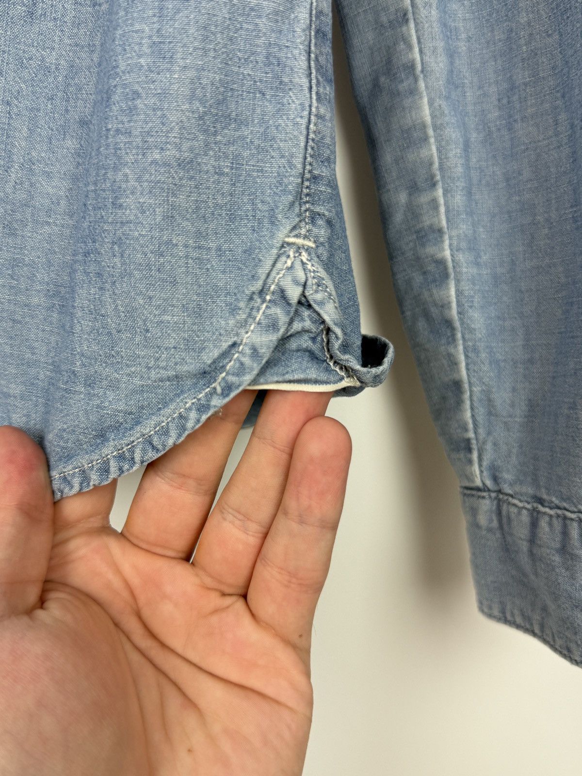 Lee Lee 101 Light Blue Chambray Button Down Crew Shirt M Size US M / EU 48-50 / 2 - 10 Thumbnail