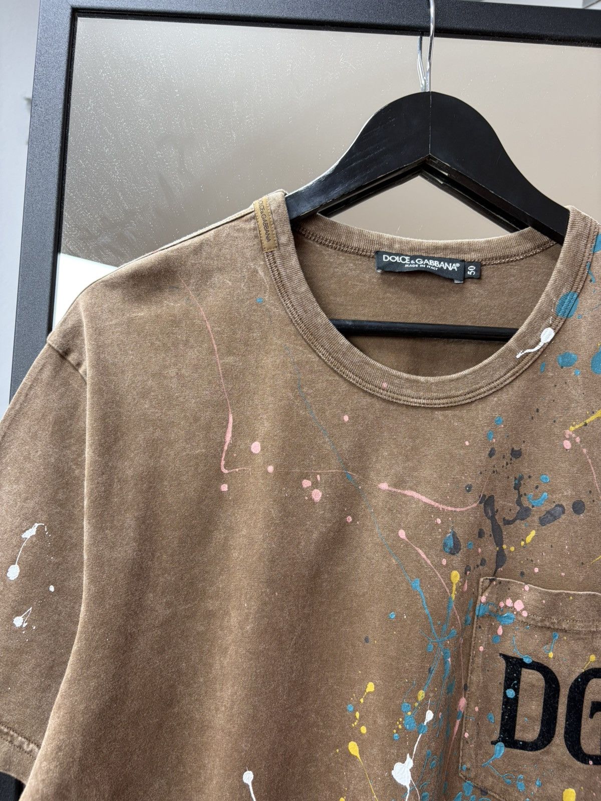 Vintage Dolce & Gabbana Paint Splatter Tee Brown DG Archive