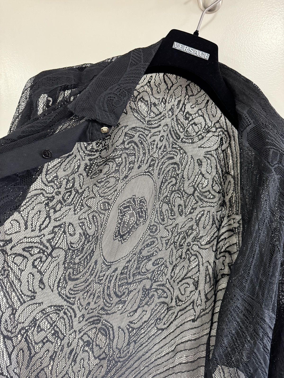 Versace SS12 Runway Lace Shirt Black Medusa French Lace Sheer 38 Size US M / EU 48-50 / 2 - 13 Thumbnail
