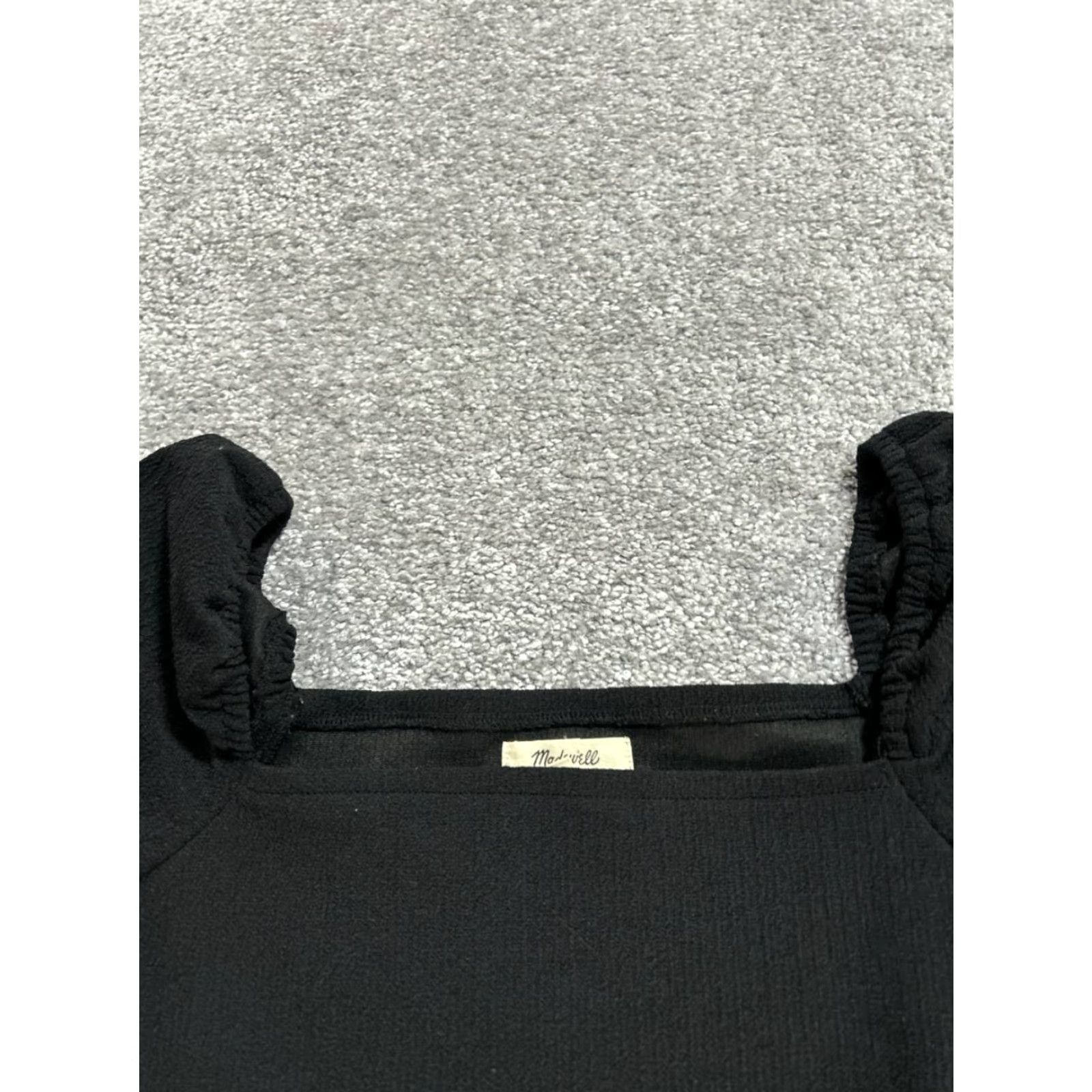 Madewell Madewell Blouse Shirt Womens Small Black Puff Sleeve Square Neck Stretch Easy Care Knit Polyester Size S / US 4 / IT 40 - 3 Thumbnail