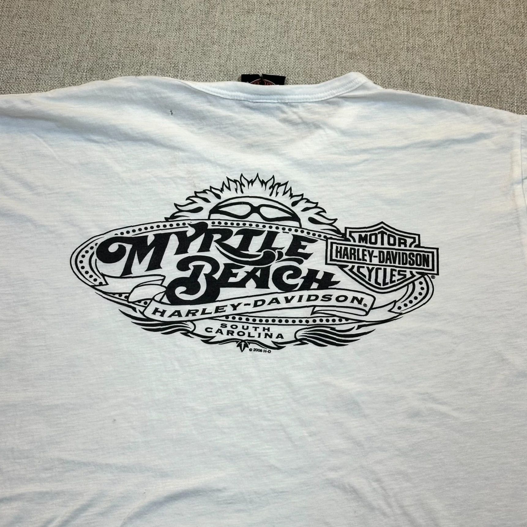 Harley Davidson Harley-Davidson Myrtle Beach 2015 Men's Large Tee Two-Sided Back Thrashing T-Shirt White Size US L / EU 52-54 / 3 - 7 Thumbnail
