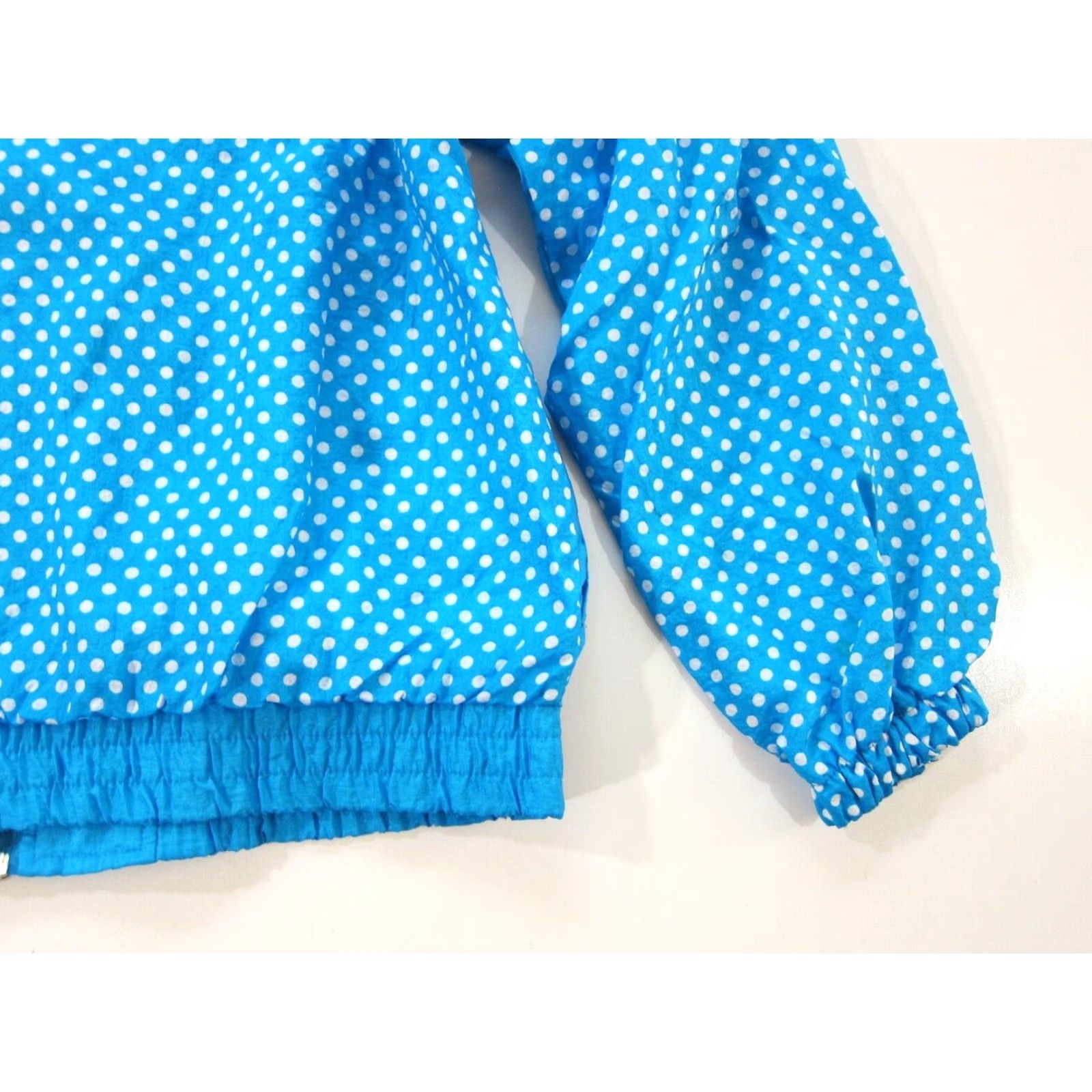 Blair VINTAGE Blair Boutique Blue White Polka Dot Retro Full Zip Windbreaker Jacket M Size M / US 6-8 / IT 42-44 - 5 Thumbnail