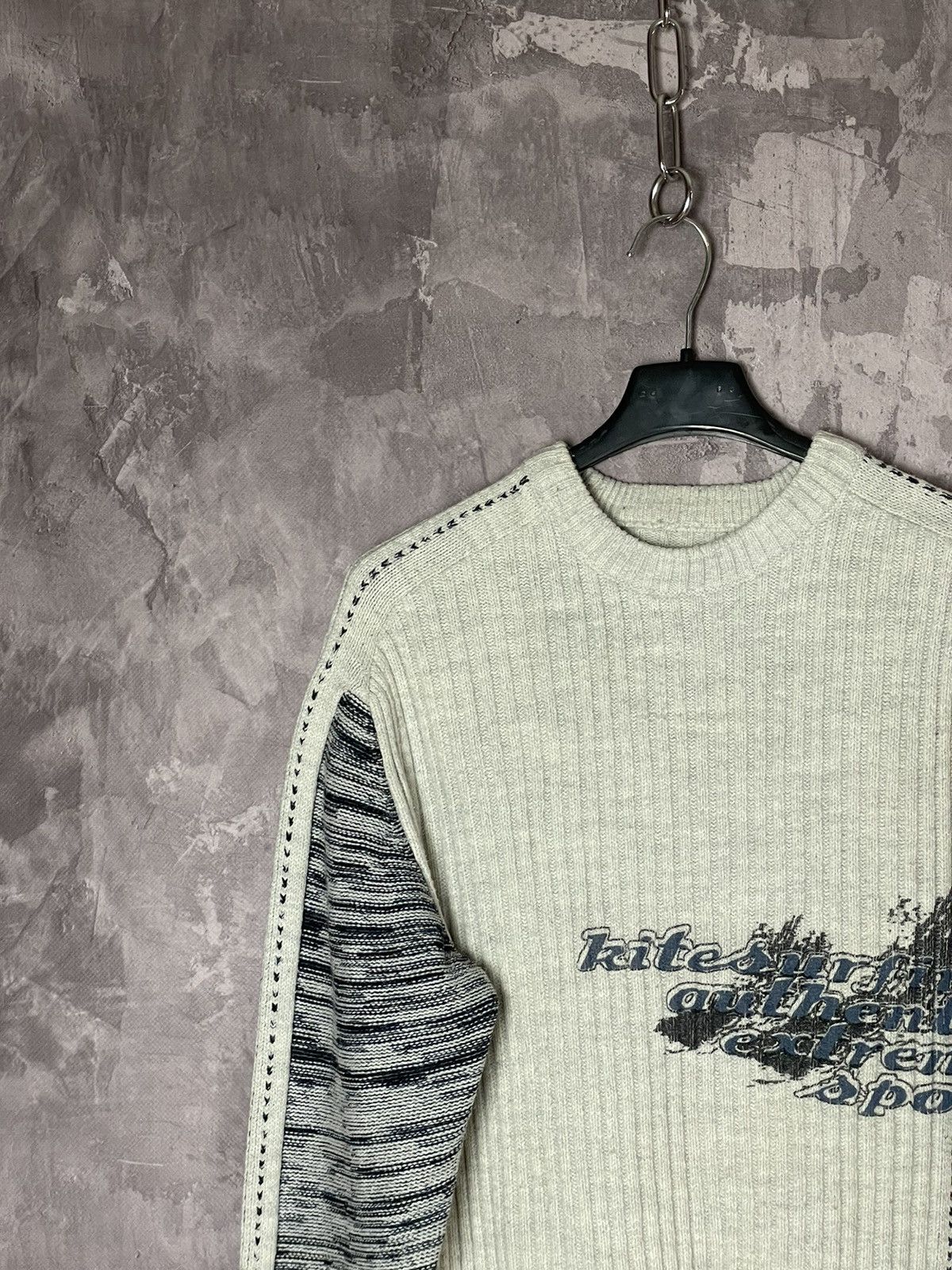 Tribal Streetwear × Vintage Y2K VTG 2000s Japanese 3D Striped Knit Sweater Size US M / EU 48-50 / 2 - 6 Thumbnail