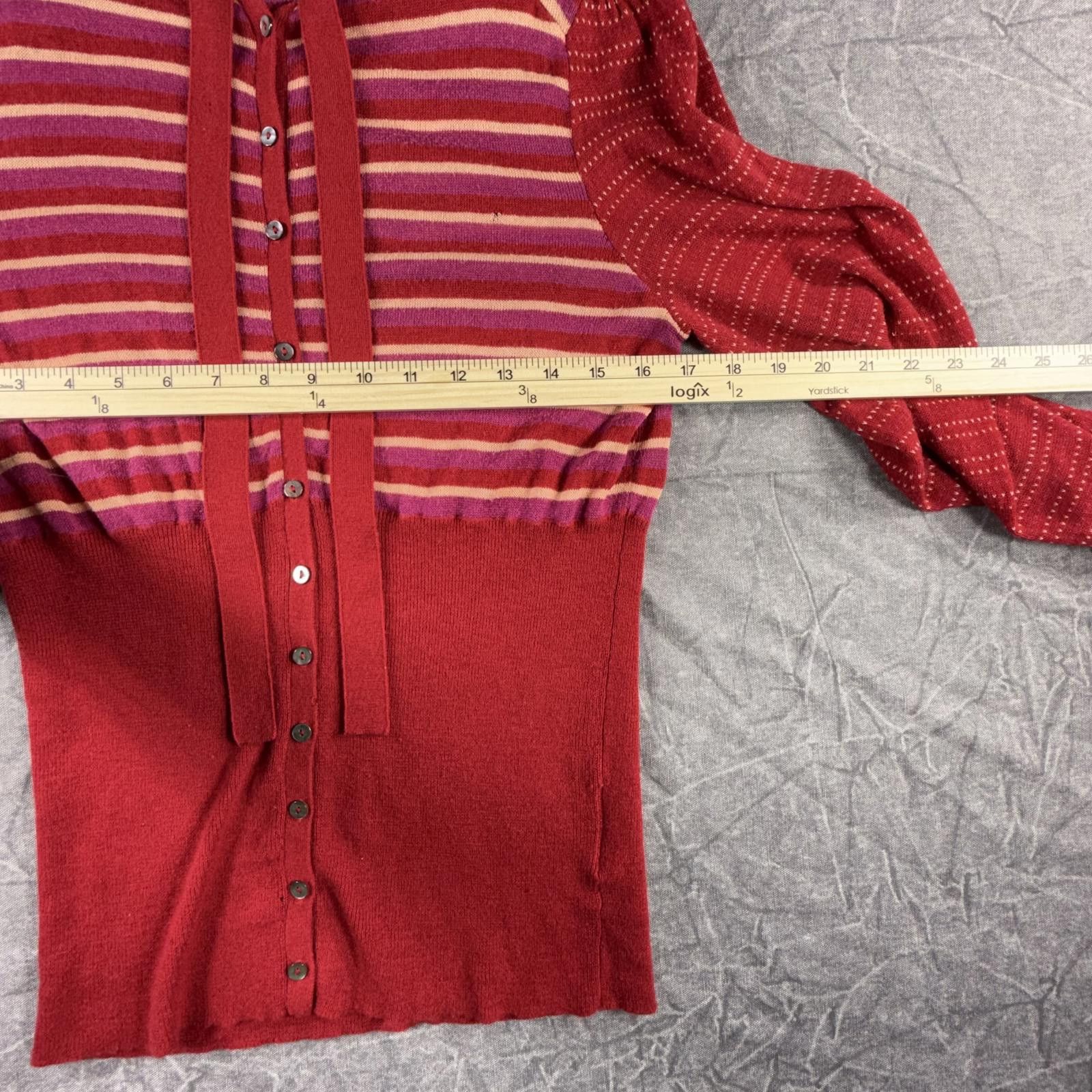 Free People Free People Cardigan Women's L Red Wool Open Neck Bow Size L / US 10 / IT 46 - 5 Thumbnail