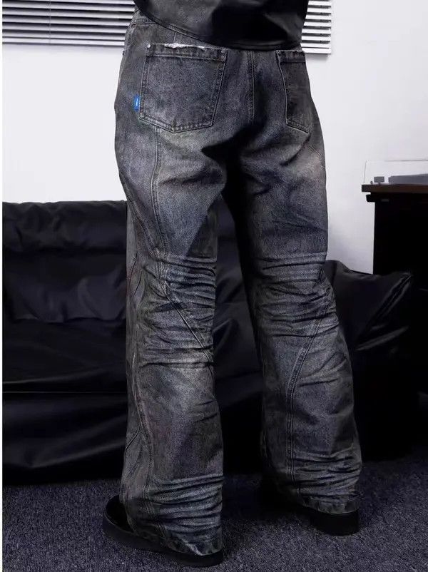 Japanese Brand VIBE Distressed muddy stained design texture ruined jeans Size US 30 / EU 46 - 6 Thumbnail