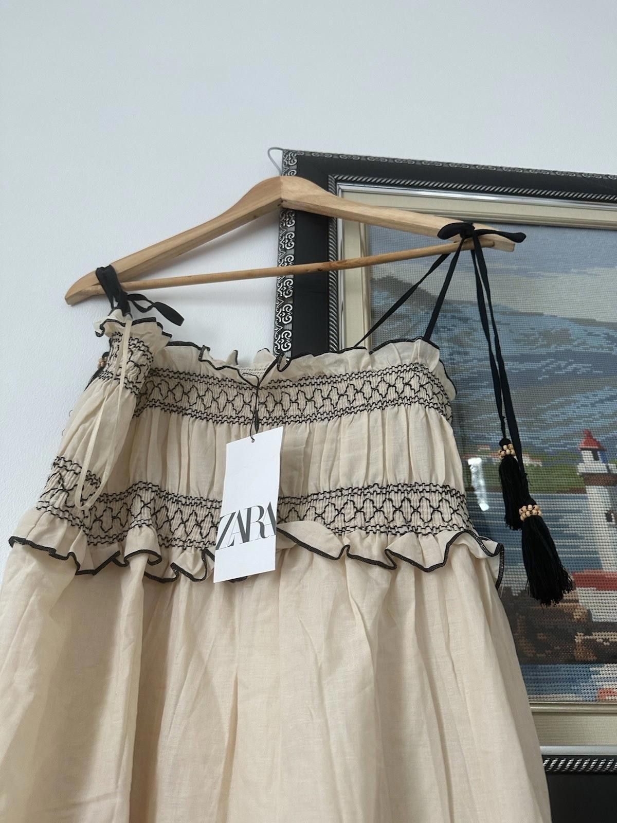Zara ZARA cotton embroidered tassel dress BMWT Size XS / US 0-2 / IT 36-38 - 3 Thumbnail