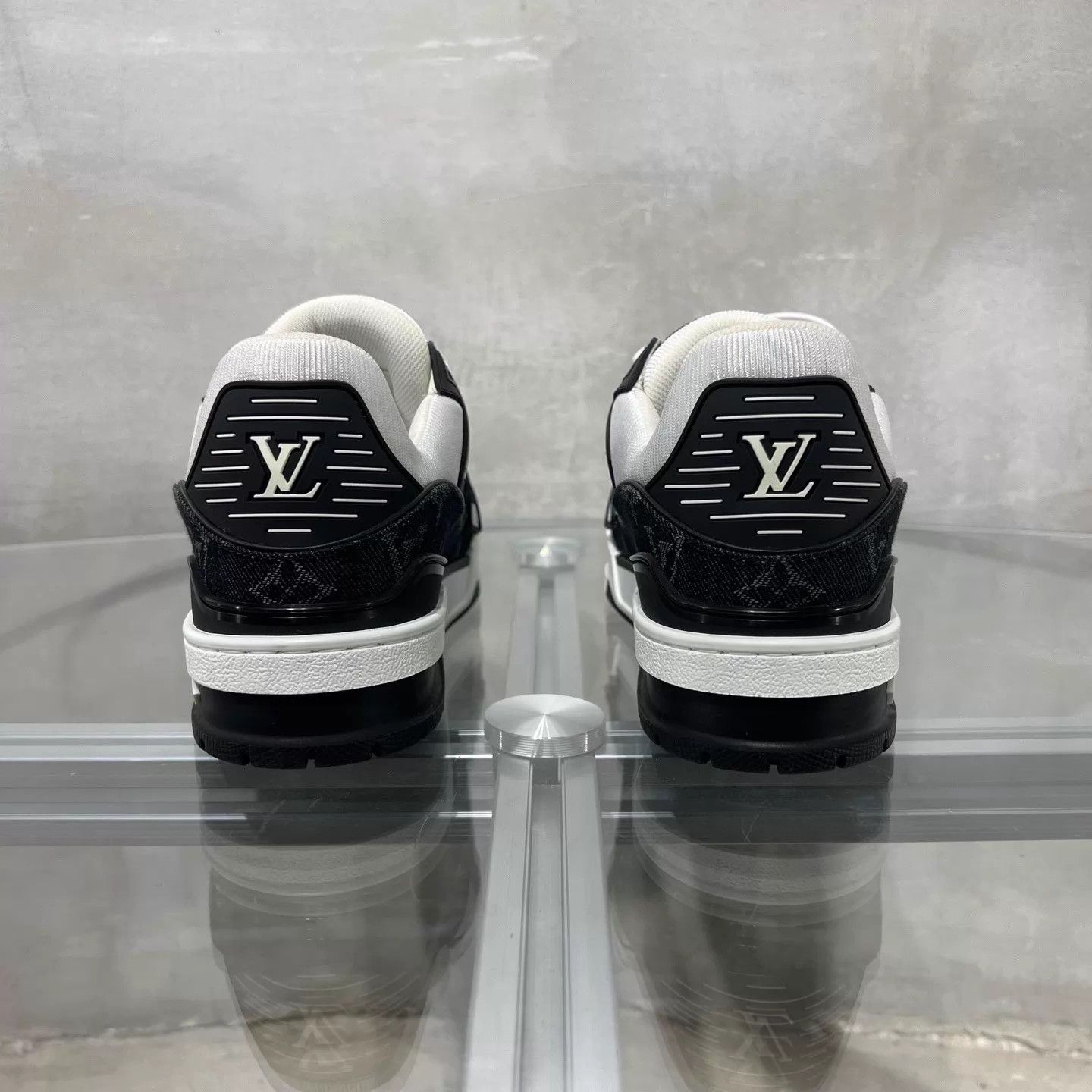 Louis Vuitton LV Trainer Black White Denim UK3/37 New Worn Once Size US 5.5 / IT 35.5 - 6 Thumbnail