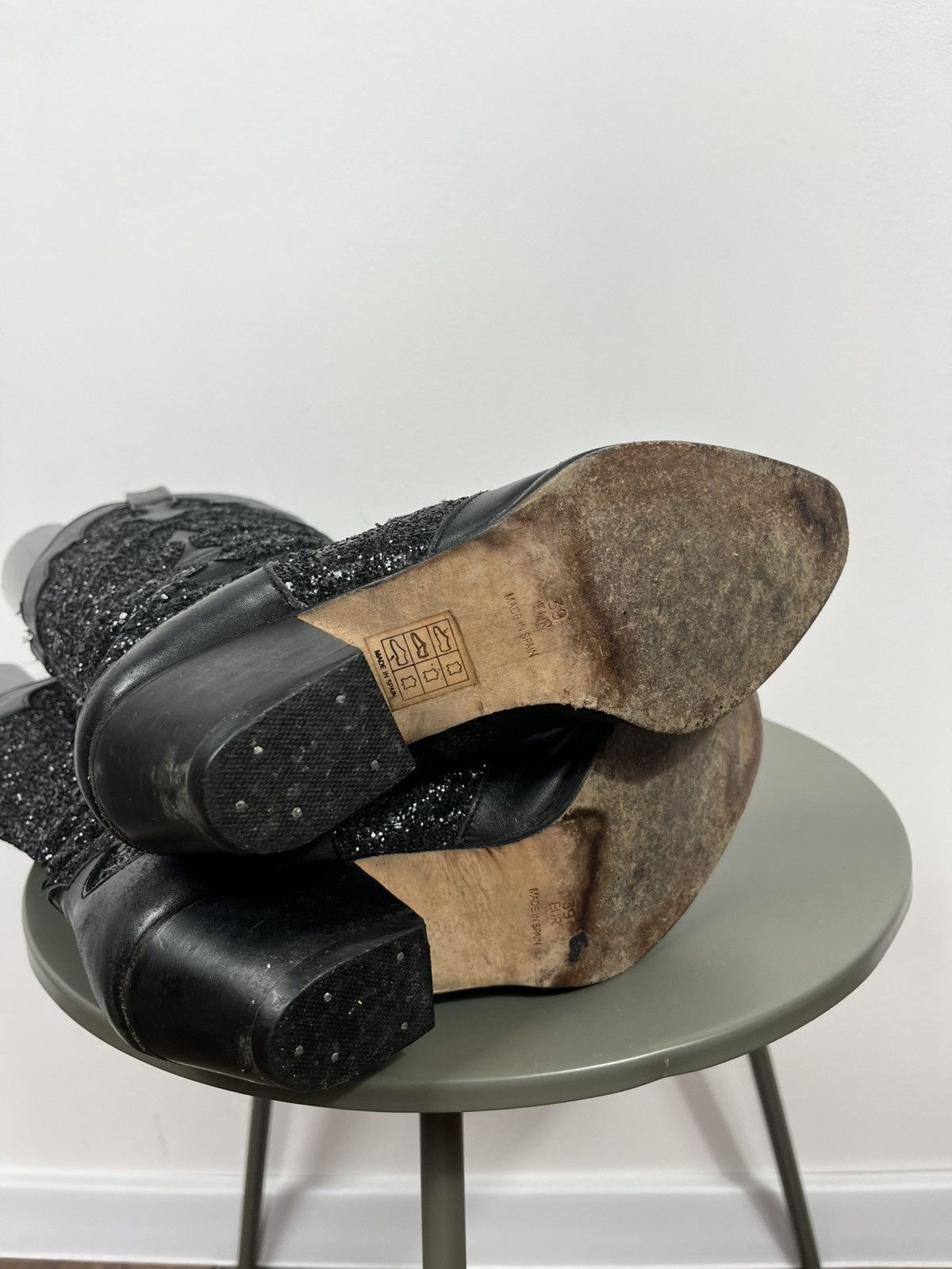 Other Black Glitter Cowboy Boots EU 39 Leather Spain Western Size US 8 / IT 38 - 8 Thumbnail