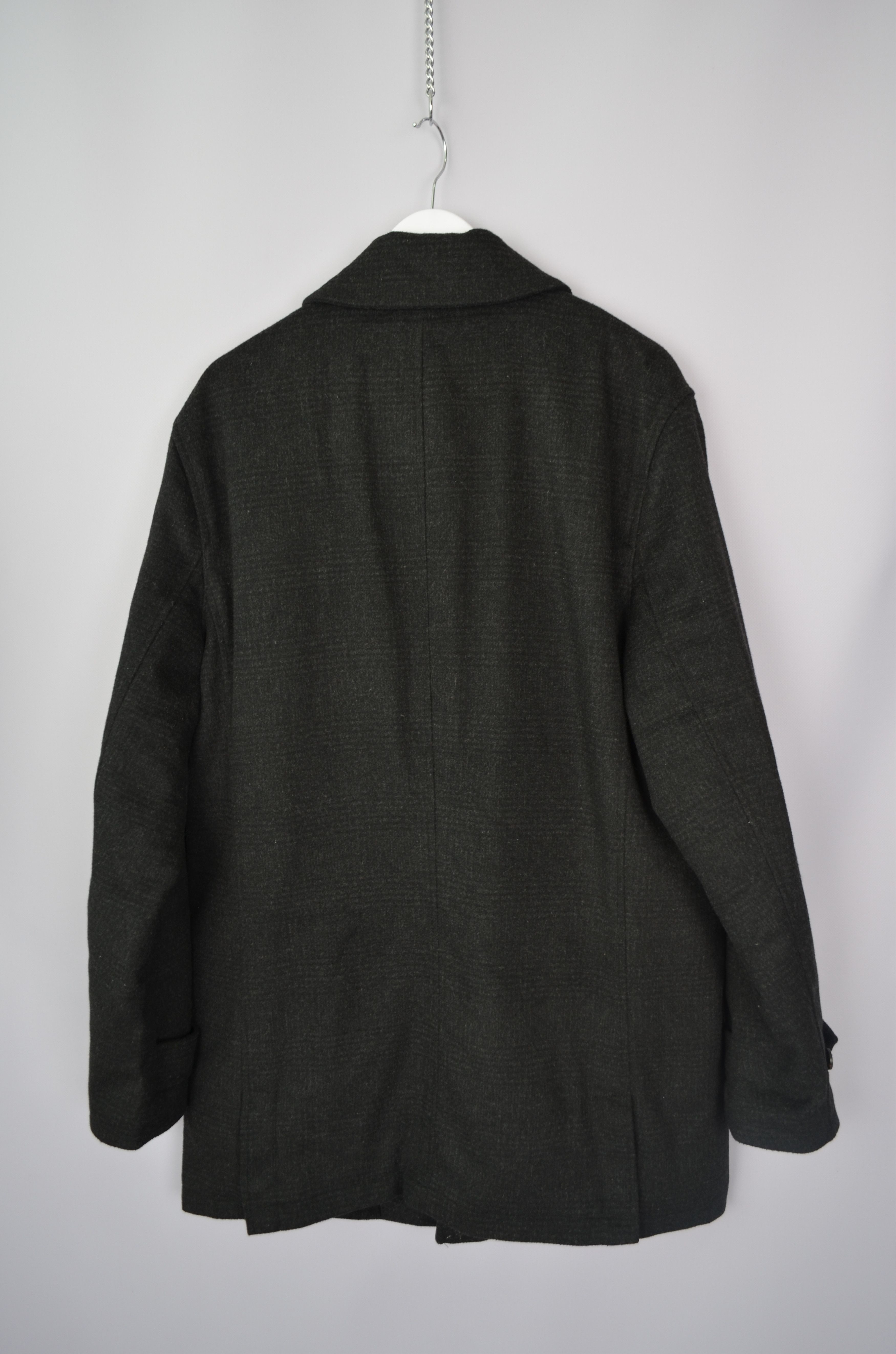 Brooks Brothers × Designer Brooks Brothers "346" Check Dark Grey Wool Car Pea Coat Sz L Size US L / EU 52-54 / 3 - 10 Thumbnail