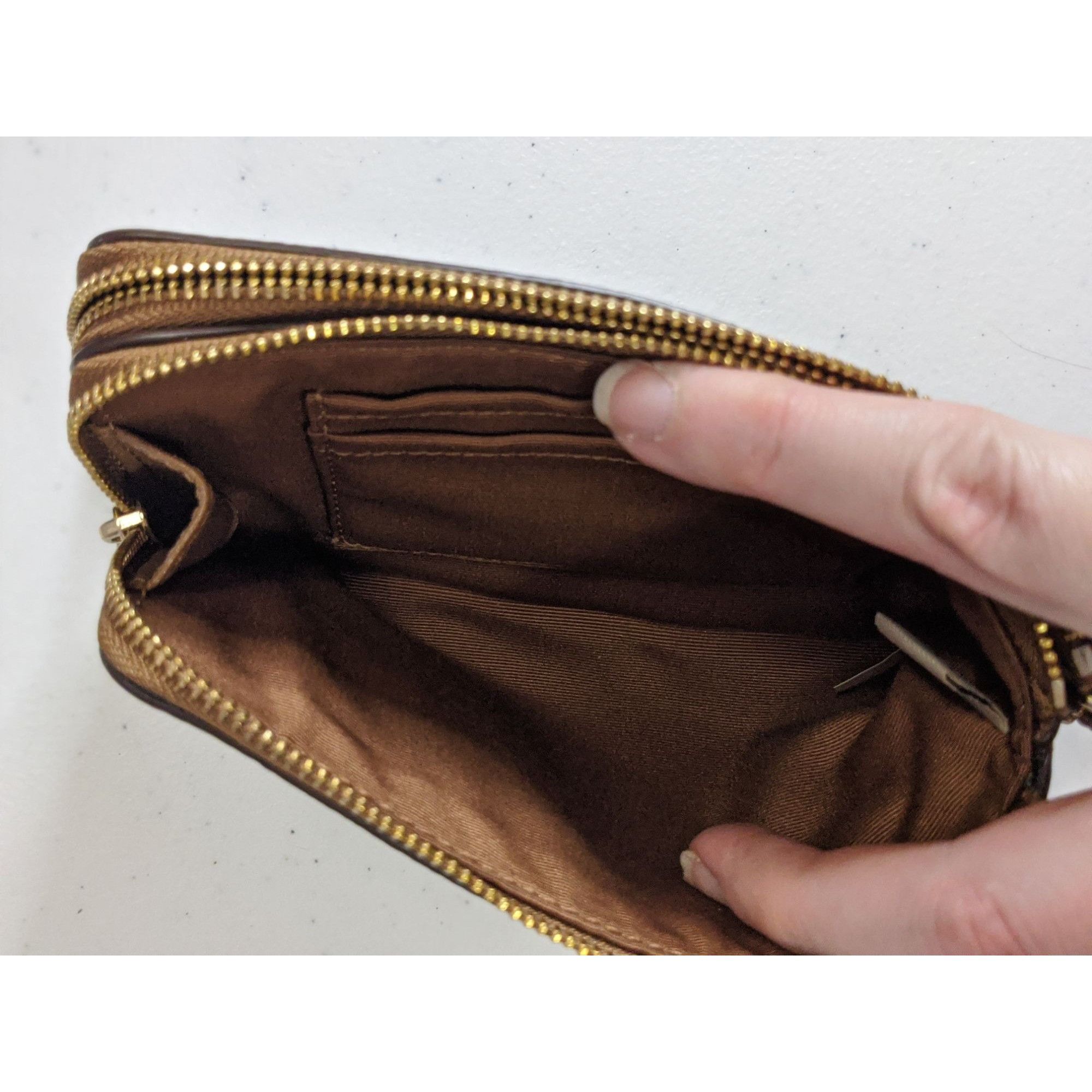 Coach Coach Double-Zip Pebbled Leather Wristlet 4"x6"x1" With 5-In Size ONE SIZE - 4 Thumbnail
