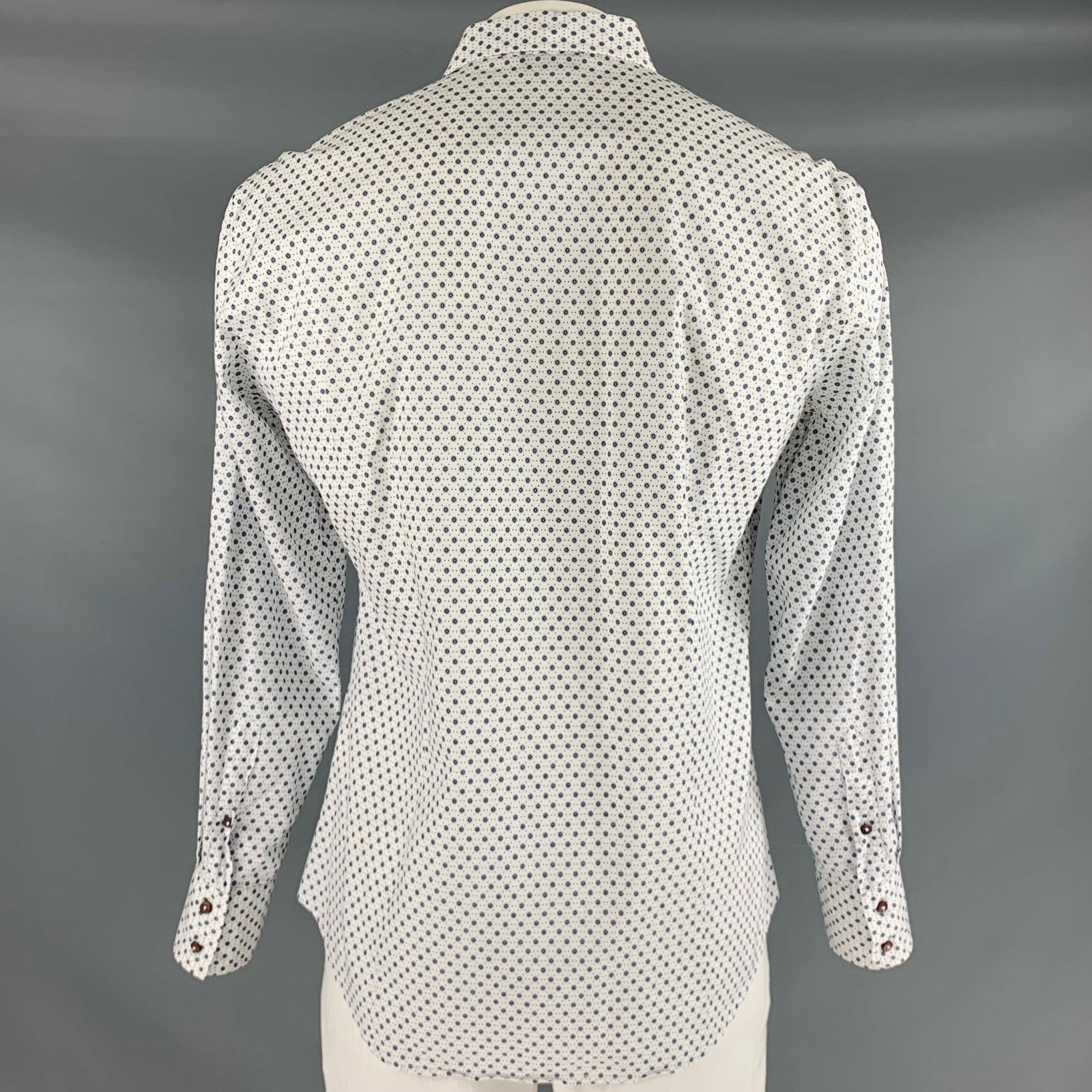 Pal Zileri LAB PAL ZILERI White Blue Dots Cotton Long Sleeve Shirt Size US L / EU 52-54 / 3 - 4 Thumbnail