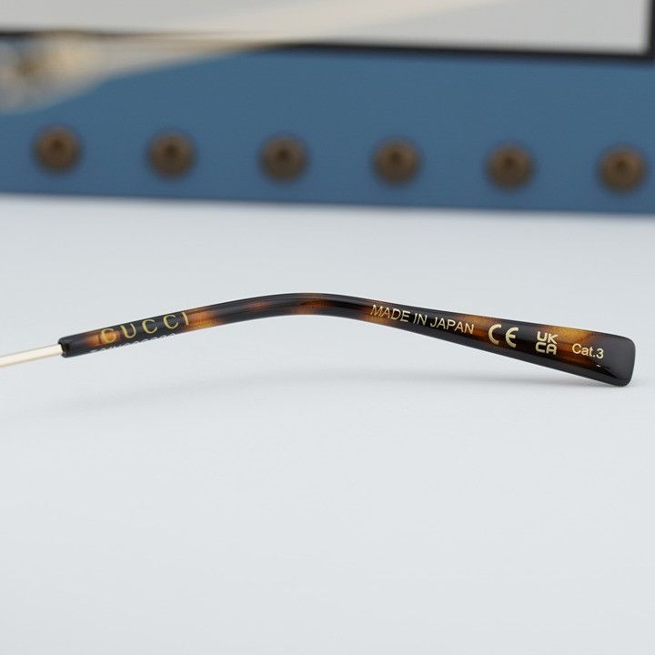 Gucci Gucci GG1980S 001 Sunglasses Transparent Dark Grey/Gold Oval Size ONE SIZE - 9 Thumbnail