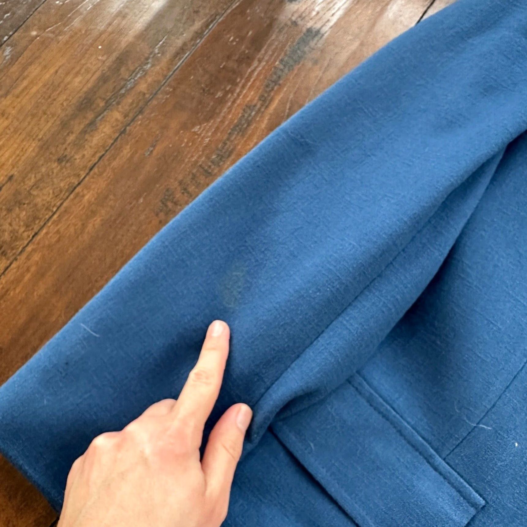 Pendleton VINTAGE Pendleton Blazer Jacket Men 42 Blue 100% Virgin Wool USA Tweed Notch Lapel Three-Button Suede Shoulder Pockets Size 42R - 3 Thumbnail