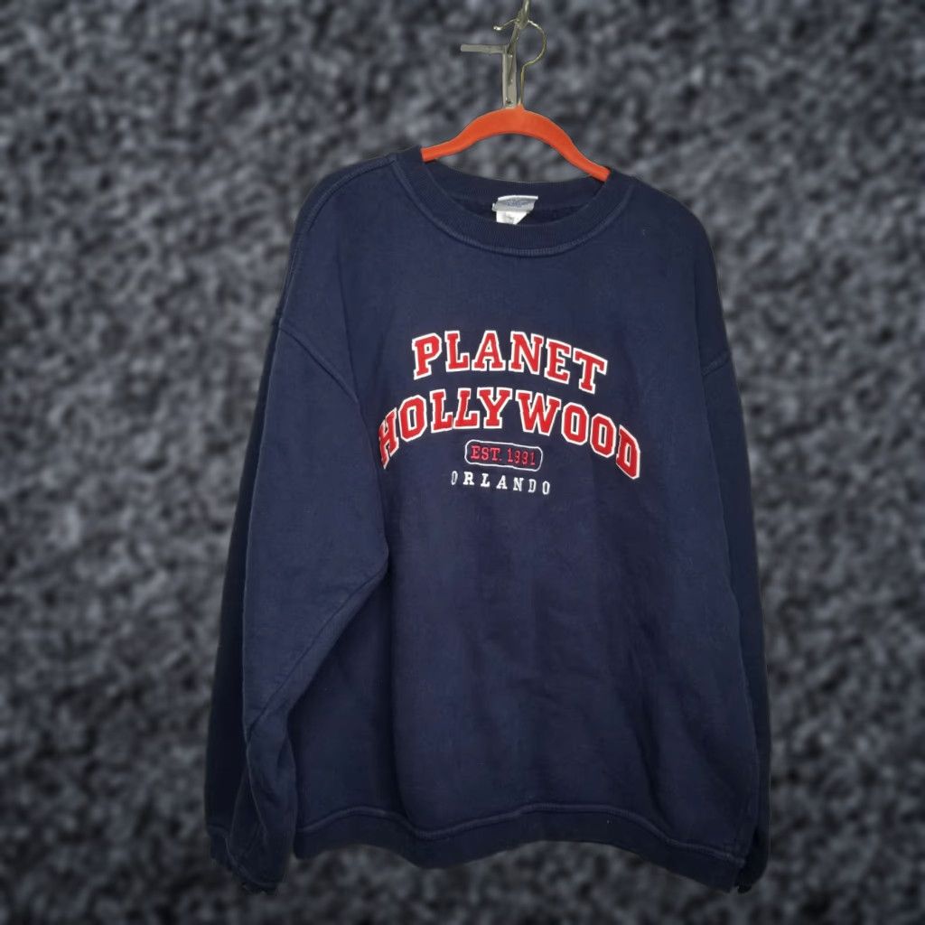 Planet Hollywood VINTAGE Planet Hollywood Sweatshirt Pullover Men L Blue Embroidered Logo 90s Crew Neck Cotton Blend Size US L / EU 52-54 / 3 - 1 Thumbnail