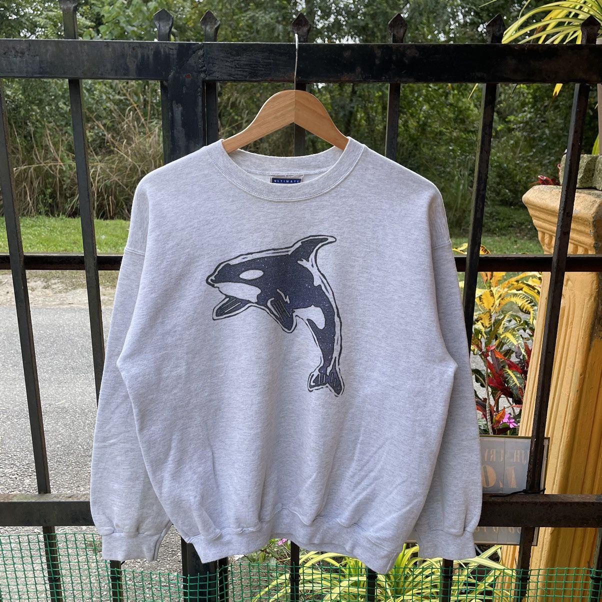 🔥Vintage 90s Big Killer Whale Image Habitat Sweatshirts