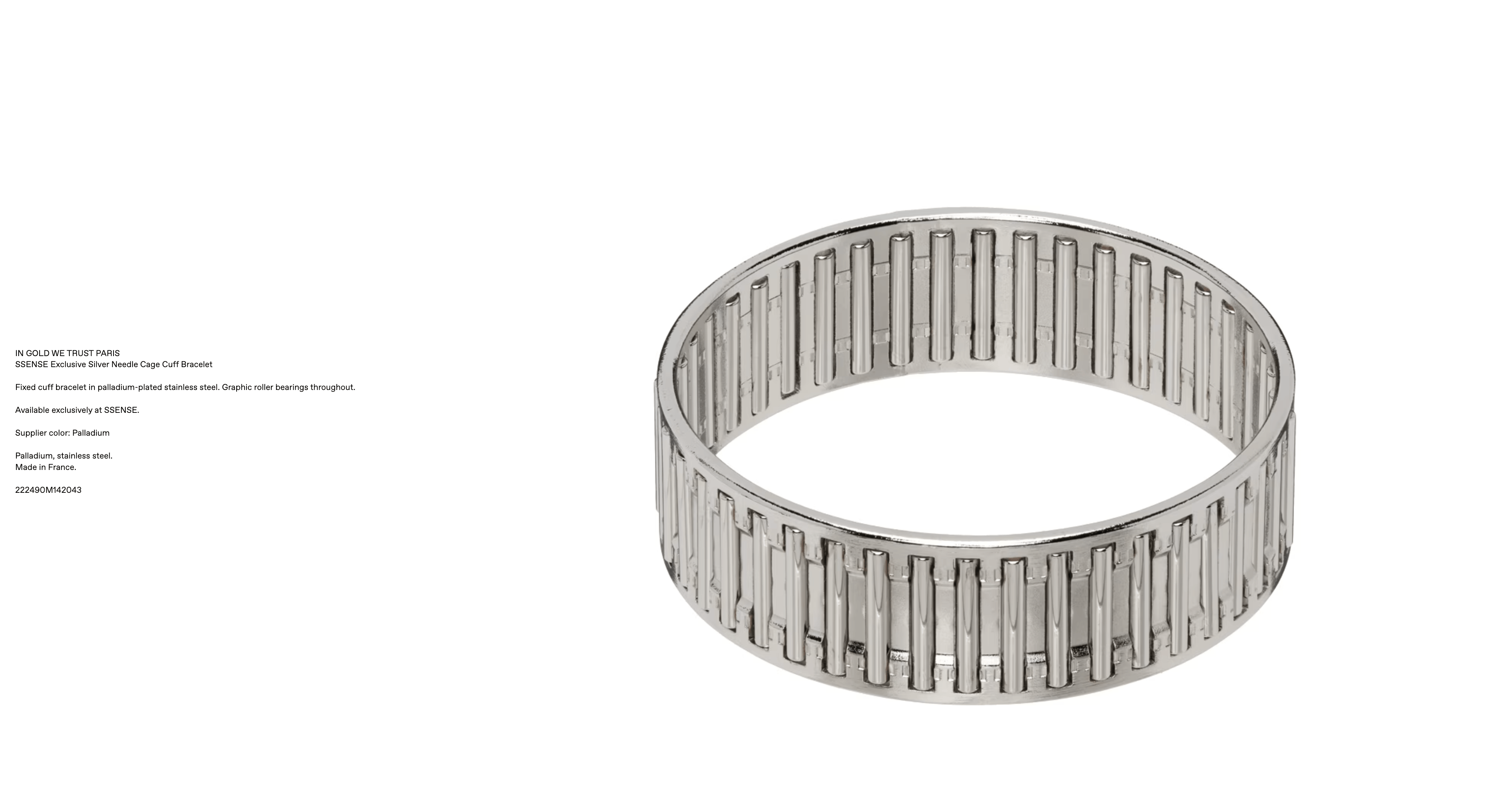 image of In God We Trust Paris x Ssense In Gold We Trust Paris/ssense Exclusive Bracelet in Silver, Men's