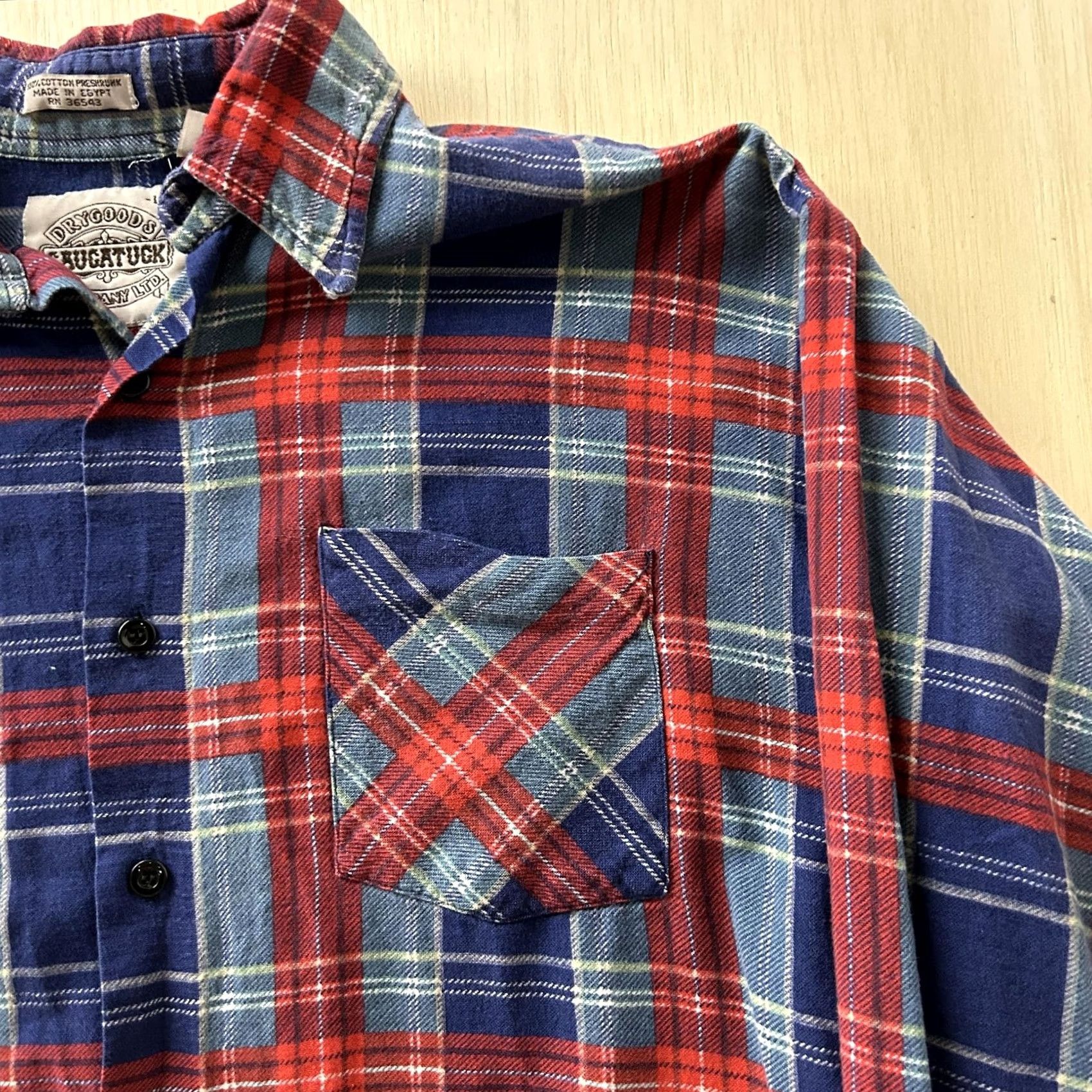 Vintage Dry Goods Saugatuck Shirt Mens Large Blue Plaid Long Sleeve Button Up Flannel Size US L / EU 52-54 / 3 - 4 Thumbnail