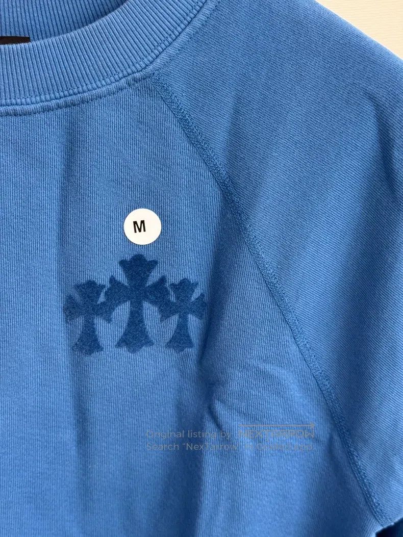 Chrome Hearts CHROME HEARTS Size M Cross flocking logo blue sweater Size US M / EU 48-50 / 2 - 2 Thumbnail