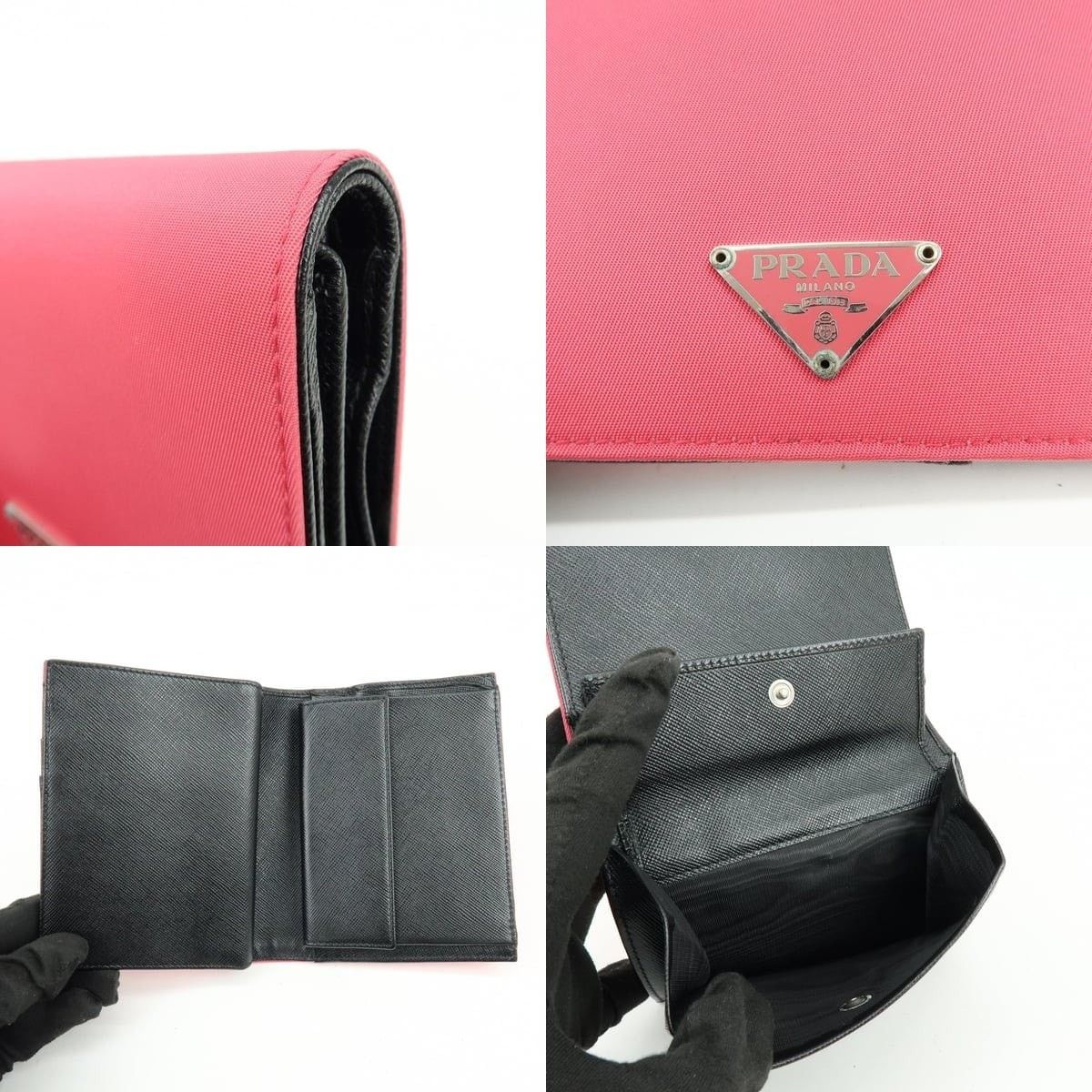 Prada Prada Triangle Logo Nylon Compact Wallet Pink Size ONE SIZE - 5 Thumbnail