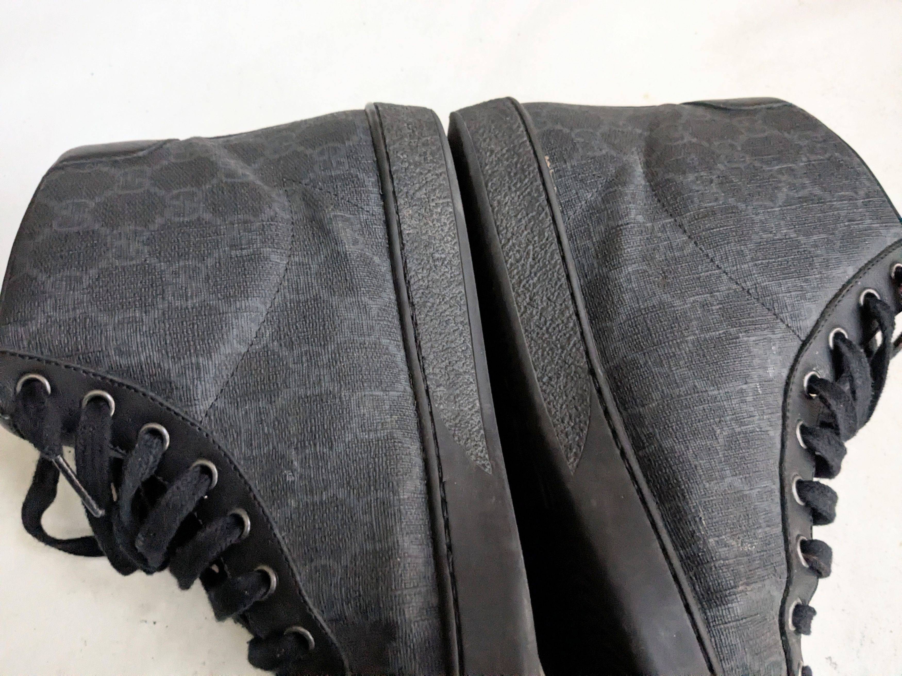 Gucci Gucci High Top Sneakers Black 8.5 Leather Monogram GG Size US 8.5 / EU 41-42 - 7 Thumbnail