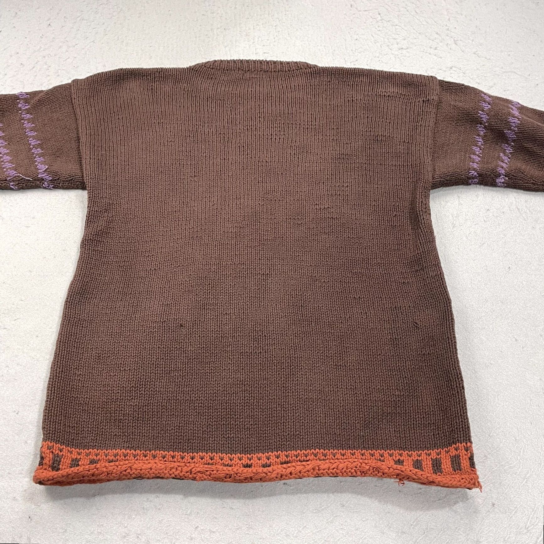 Banana Republic VINTAGE Banana Republic Sweater Womens M Brown Floral Hand Knit Grandma 80s Size M / US 6-8 / IT 42-44 - 7 Thumbnail