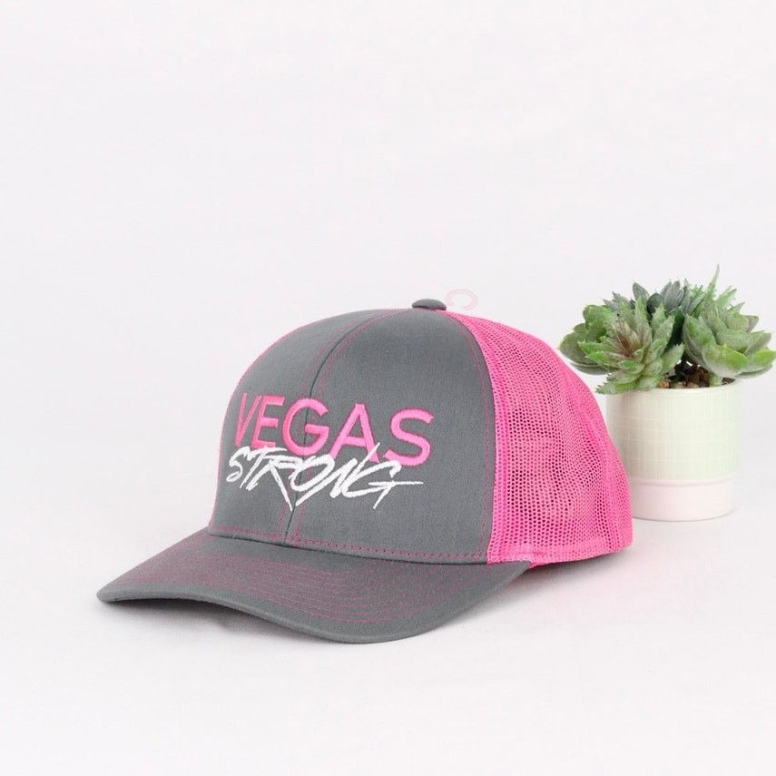 Other Vegas Strong Pink & Gray Trucker Hat – Pacific Headwear Size ONE SIZE - 3 Thumbnail