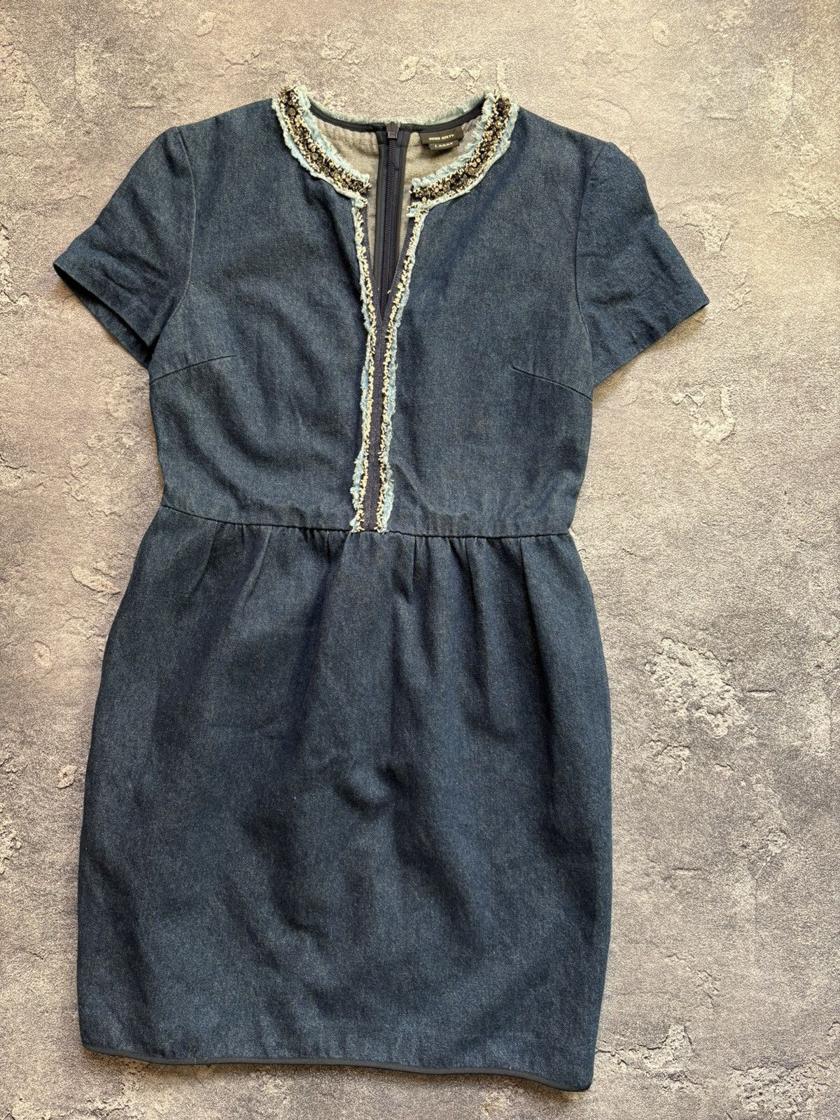 Miss Sixty Crazy 00s Miss Sixty Y2K Distressed Rhinestones Denim Dress Size L / US 10 / IT 46 - 3 Thumbnail