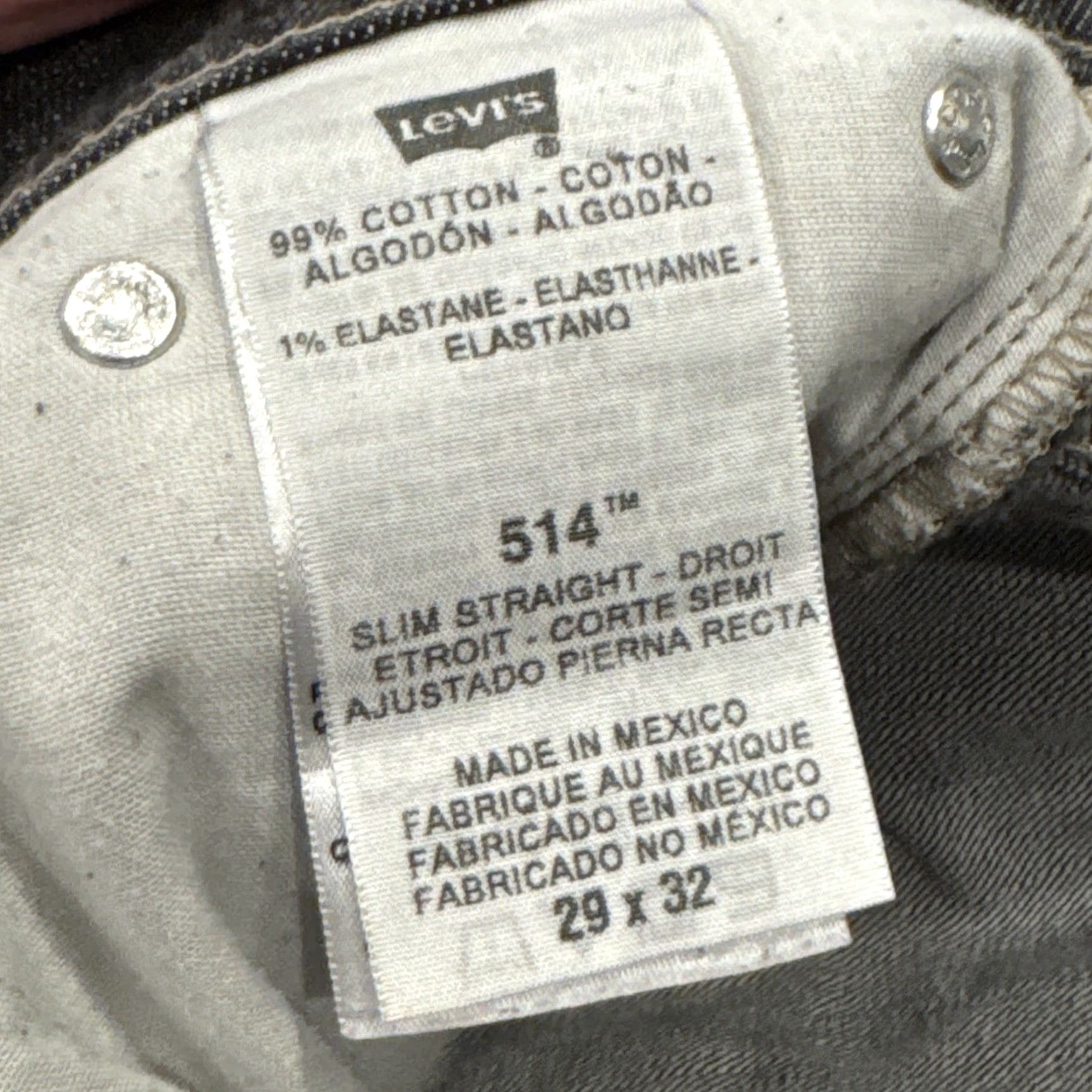 Levi's 514 Jeans Mens 29 Gray Denim Slim Straight Fit Regular Size 29 Mens Jeans Gray Straight Slimming Denim Slim Straight Men