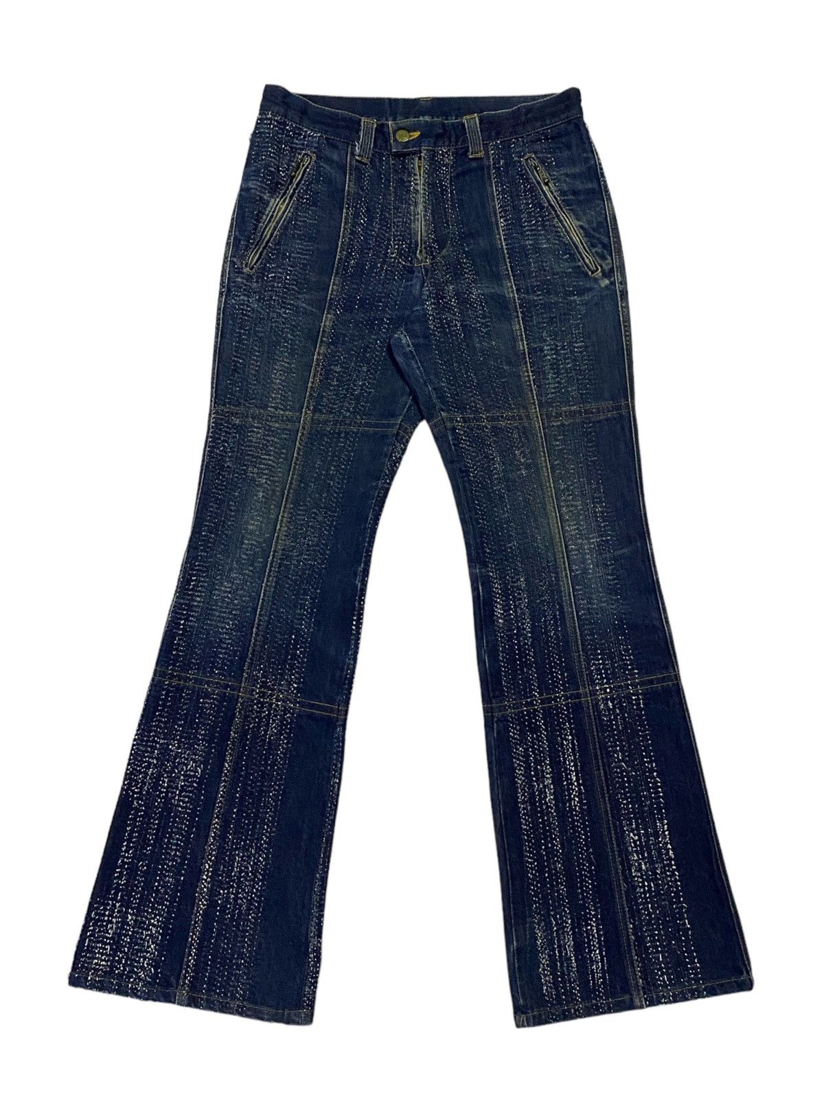 Tornado Mart Tornado Mart Flare Textile Boro Line Style Denim Pants Size US 30 / EU 46 - 2 Thumbnail