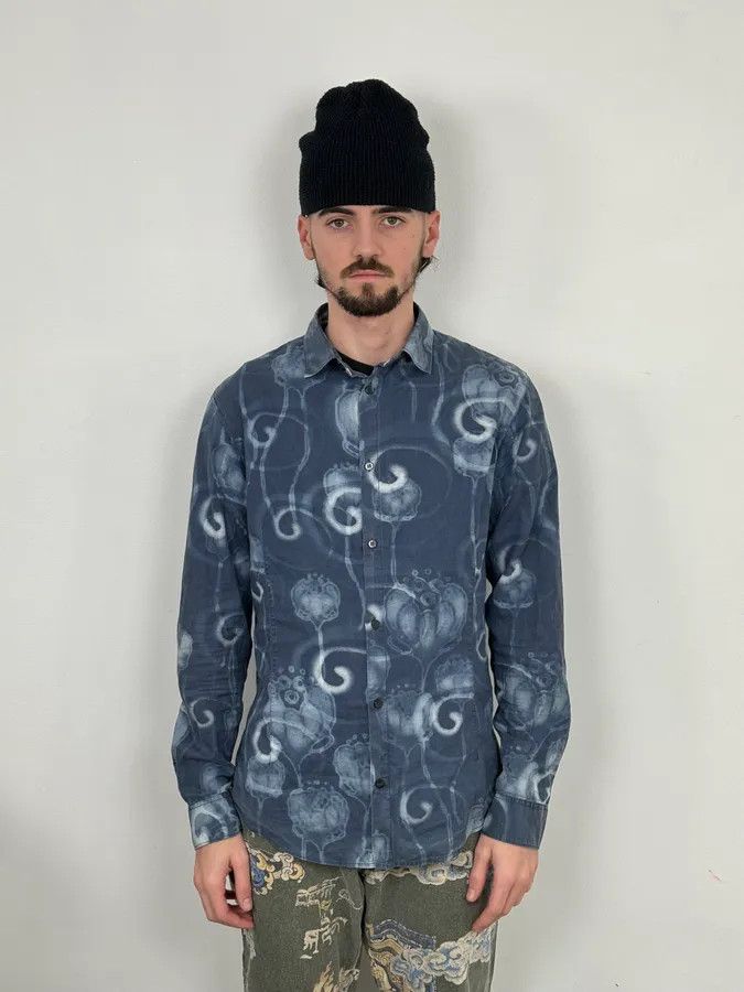Armani 2000s Armani Blue Psycho Medusa Shirt Size US M / EU 48-50 / 2 - 1 Thumbnail
