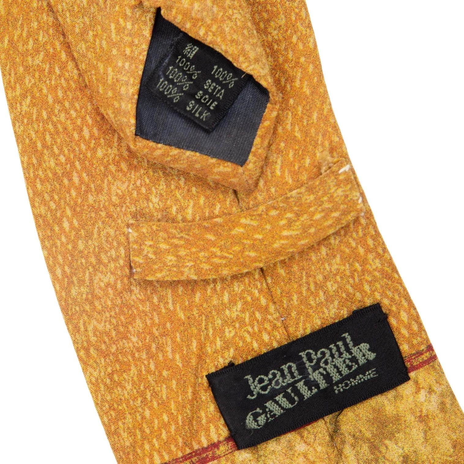 Jean Paul Gaultier Silk Rival Print Tie in Mustard Size ONE SIZE - 11 Thumbnail