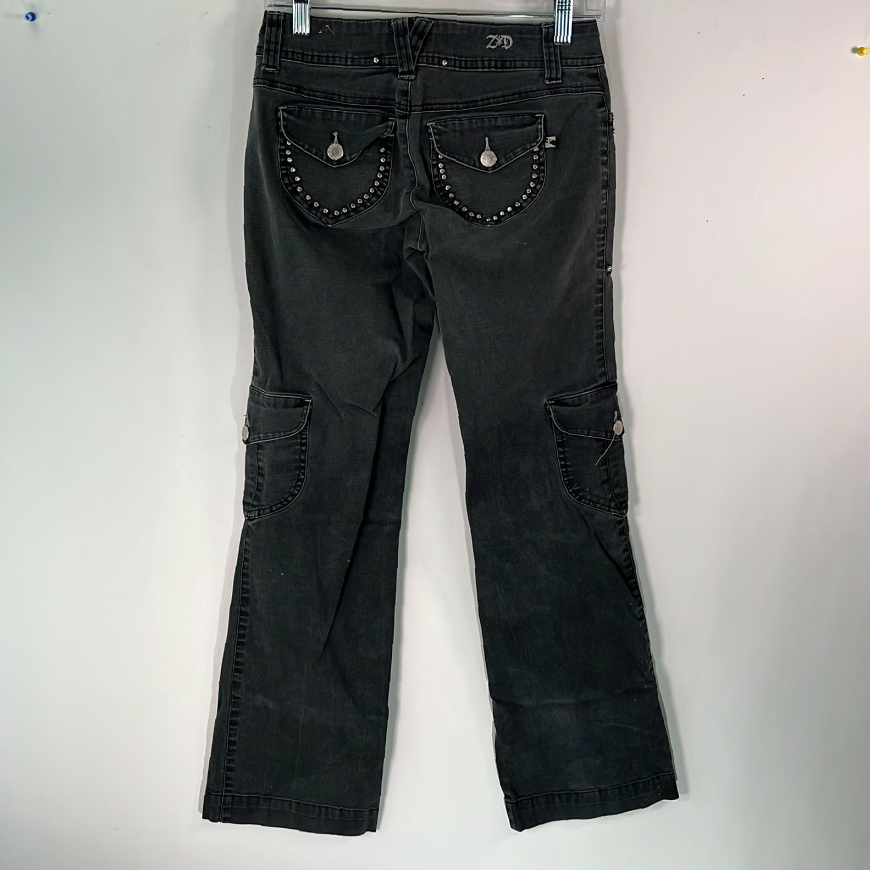 Denime Zana Di Jeans Women's 5 Ultra Low Rise Beaded Straight Black 28x30 Size 27" / US 4 / IT 40 - 2 Thumbnail