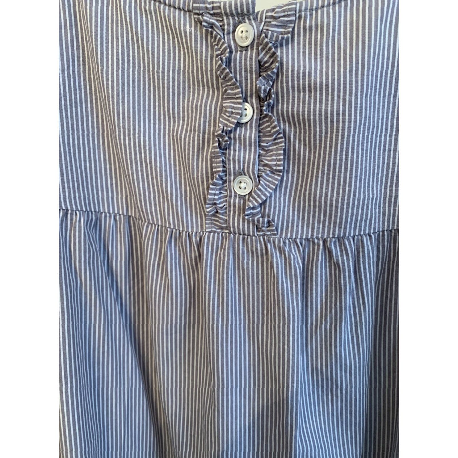 J.Crew J.Crew XS Women's Spaghetti Strap Tunic Gray White Pinstripe 100% Cotton Flowy Size XS / US 0-2 / IT 36-38 - 3 Thumbnail