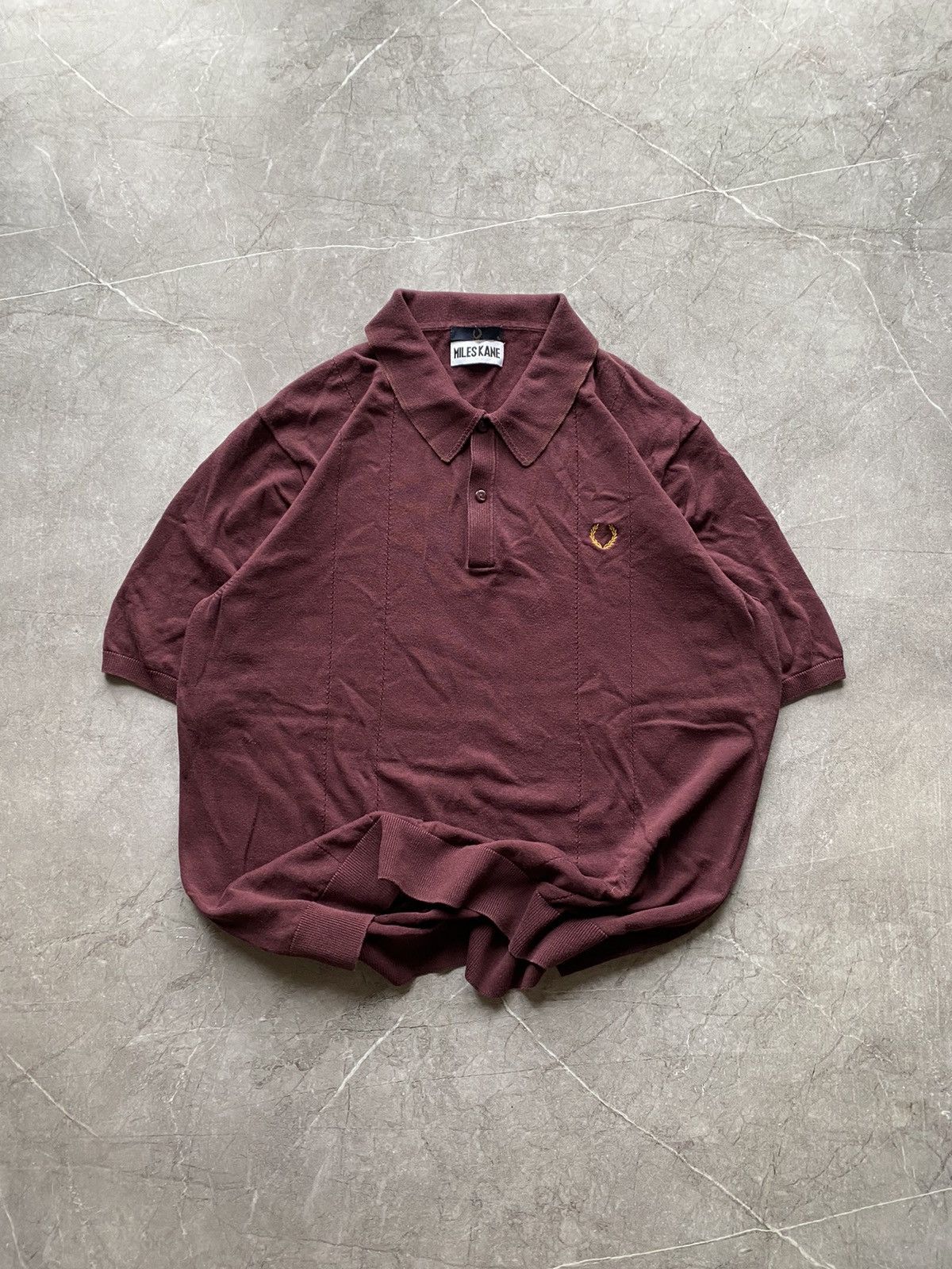 Fred Perry Fred Perry x Miles Kane Burgundy Knit Polo Shirt Size XL Size US XL / EU 56 / 4 - 2 Thumbnail