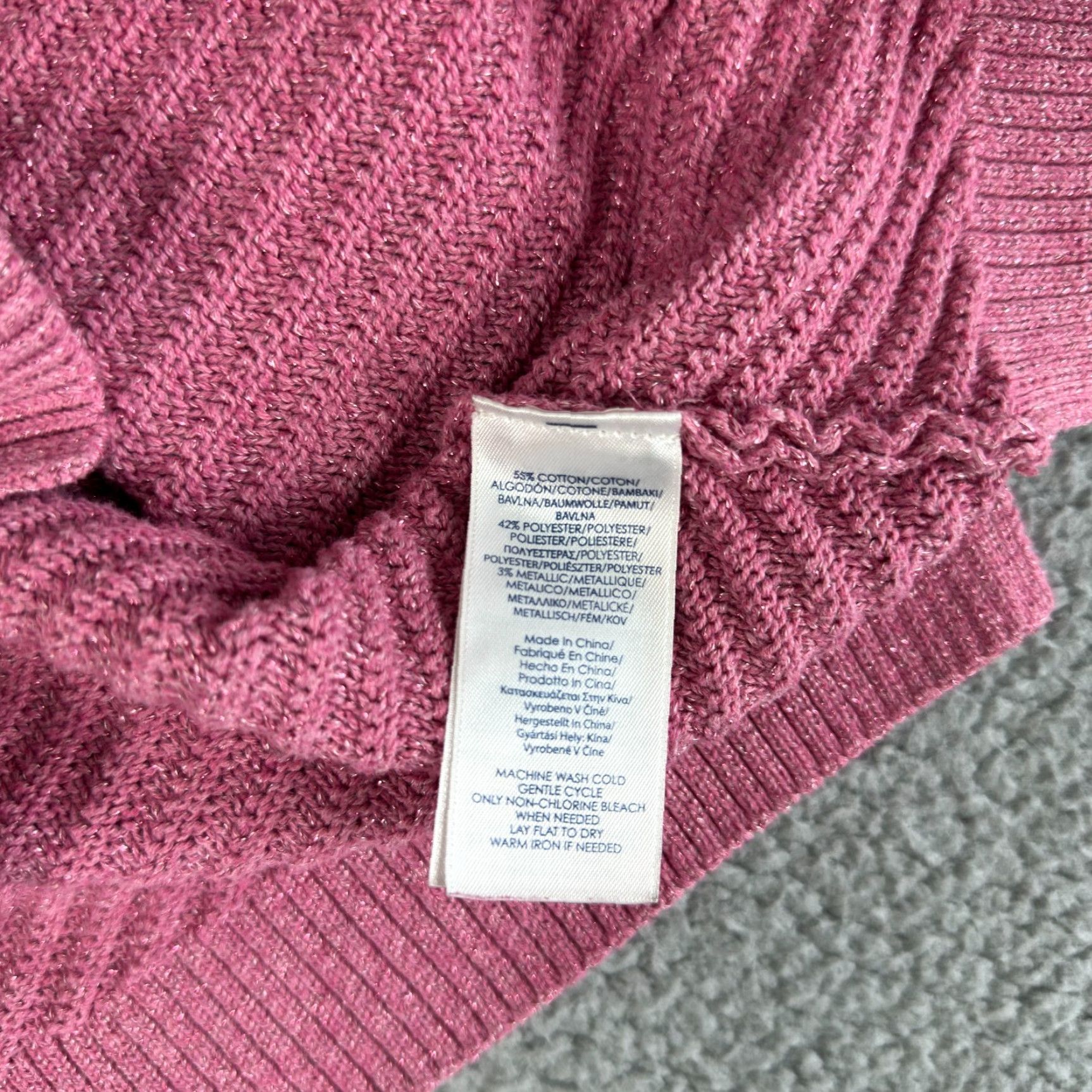 Chaps Chaps Ralph Lauren Sweater Womens Large Pink Metallic V Neck Knit Tunic Pullover Size L / US 10 / IT 46 - 4 Thumbnail