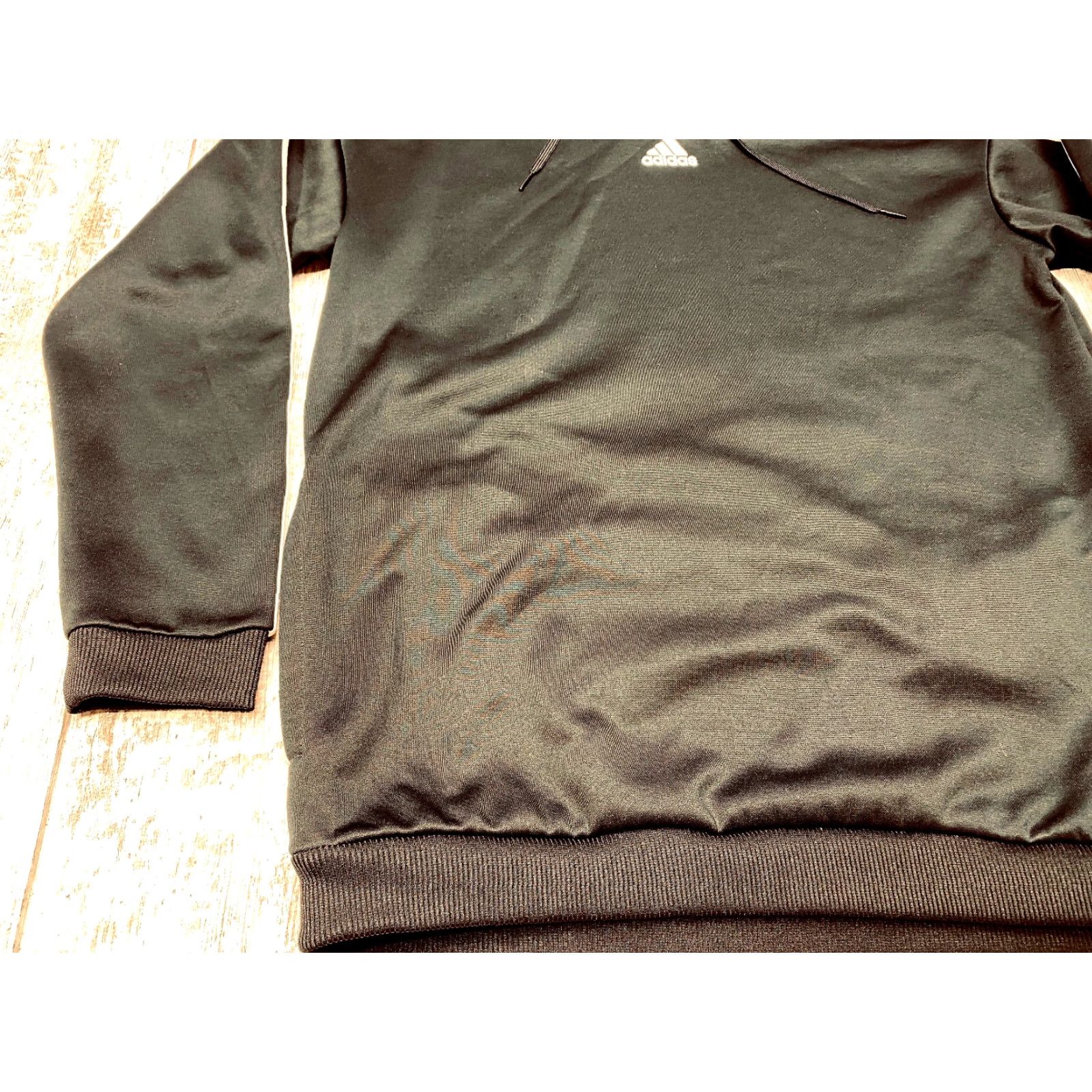 Adidas Adidas Hoodie Men's Medium Black White Stripe Pockets Fleece Lined 7527 Size US M / EU 48-50 / 2 - 3 Thumbnail