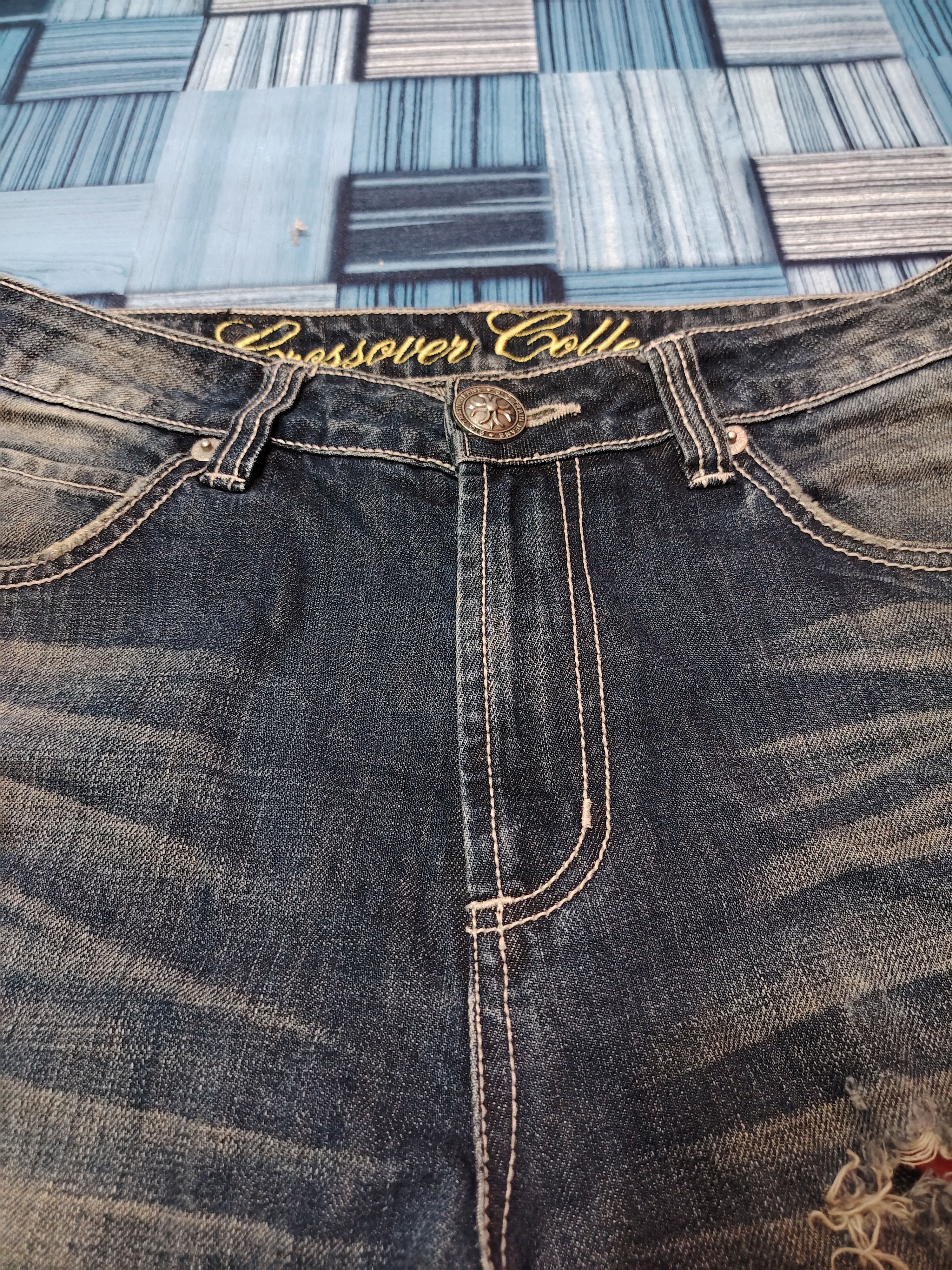 Japanese Brand Distressed denim osaka big train flared jeans Size US 31 - 8 Thumbnail