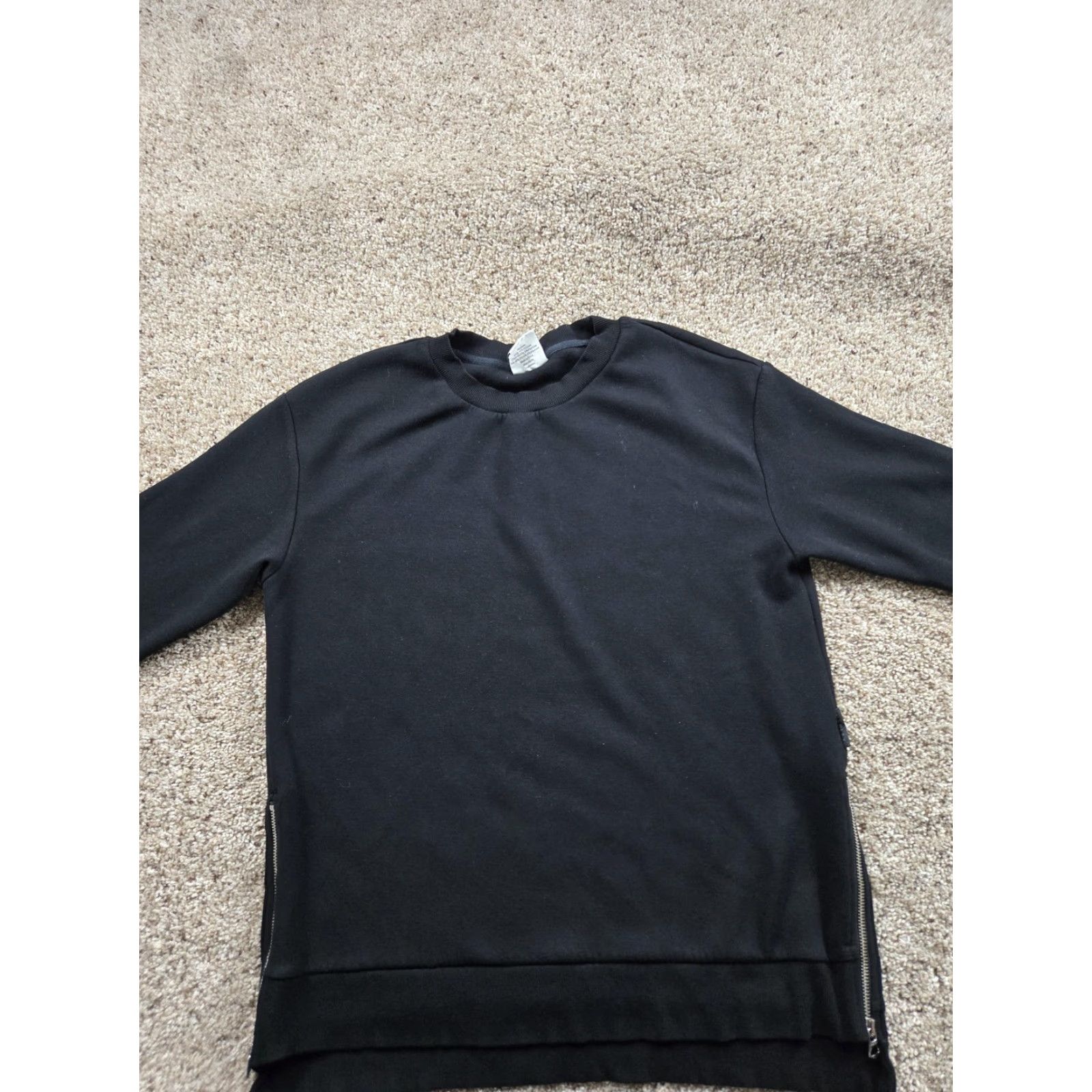 Varley Varley Sweatshirt Womens M Black Charter DoubleSoft Viscose Polyester Elastane Crew Neck Zip Accent Zipper 2.0 Side Size M / US 6-8 / IT 42-44 - 3 Thumbnail