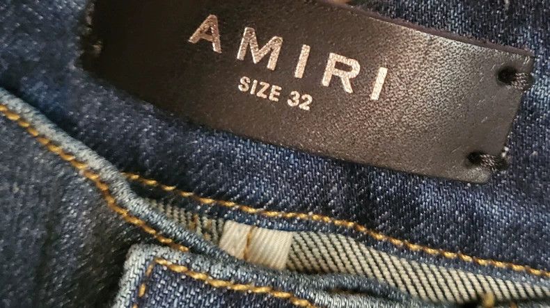 Amiri Amiri glitter patched mx1 blue jeans Size US 32 / EU 48 - 2 Thumbnail