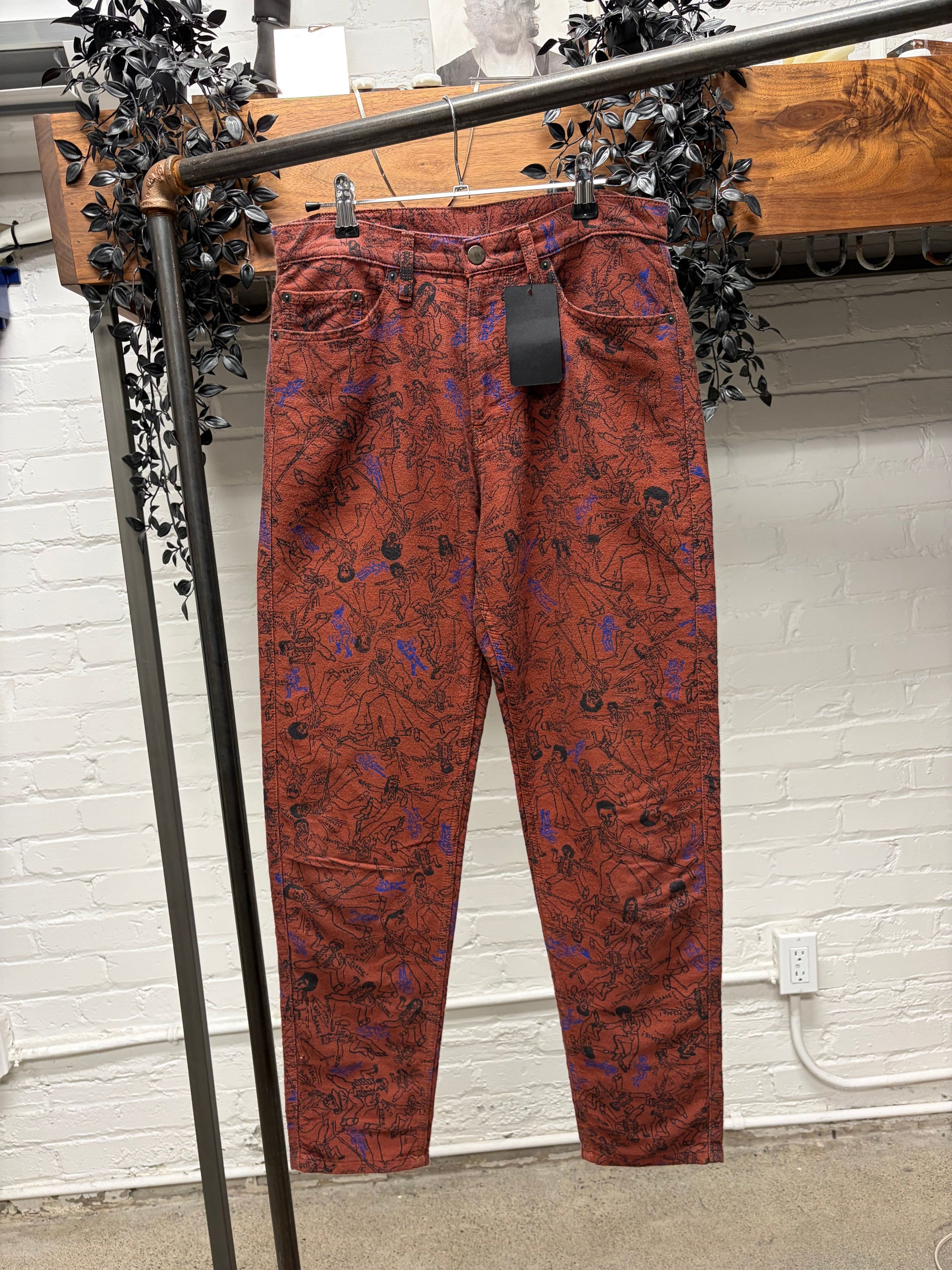 Issey Miyake Issey Miyake Pleats Please Red ‘Rockstar’ Denim Size 28" / US 6 / IT 42 - 1 Thumbnail