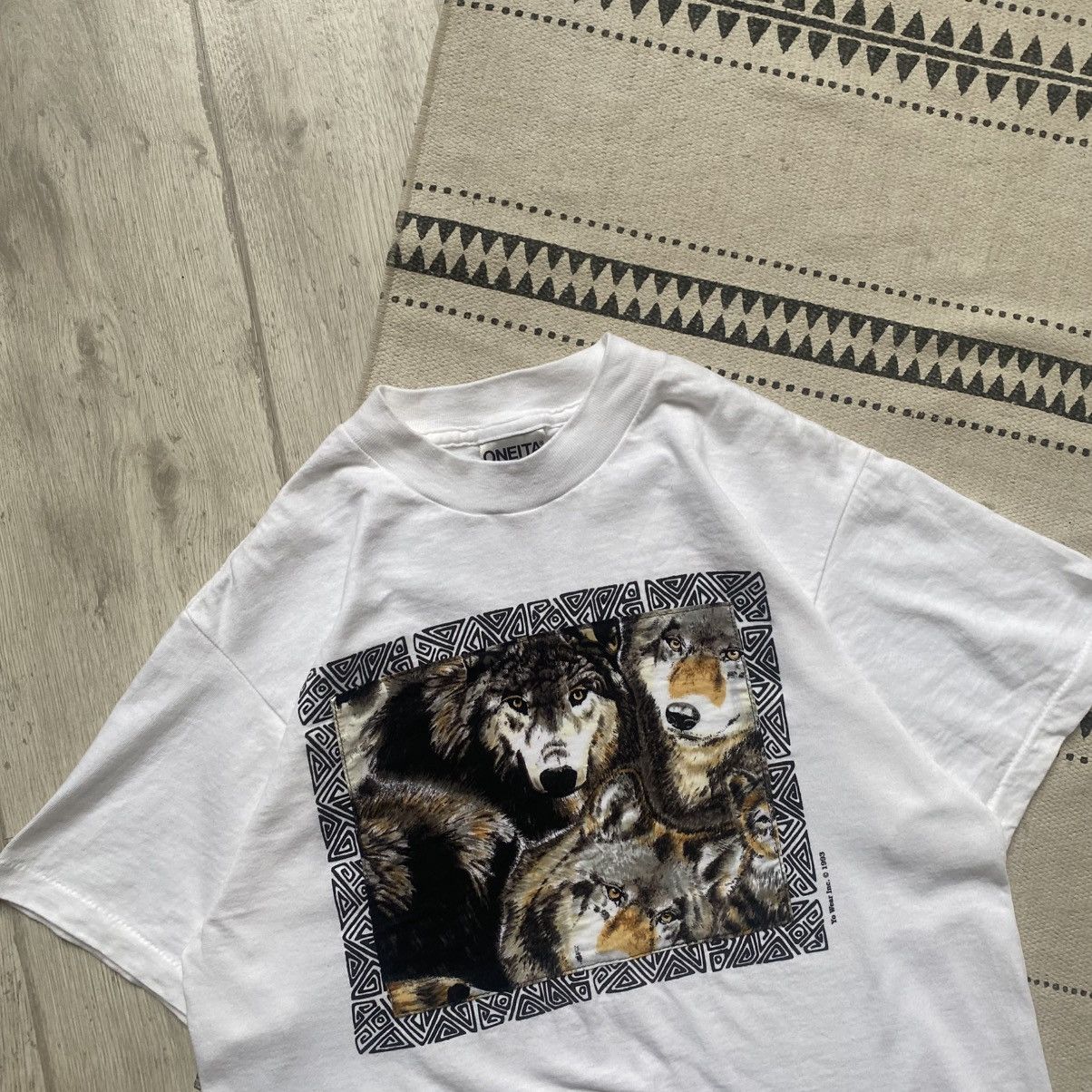 Vintage 🐺 Vintage 90s Animal Wolf tee Wolves Oneita USA Size US S / EU 44-46 / 1 - 2 Thumbnail