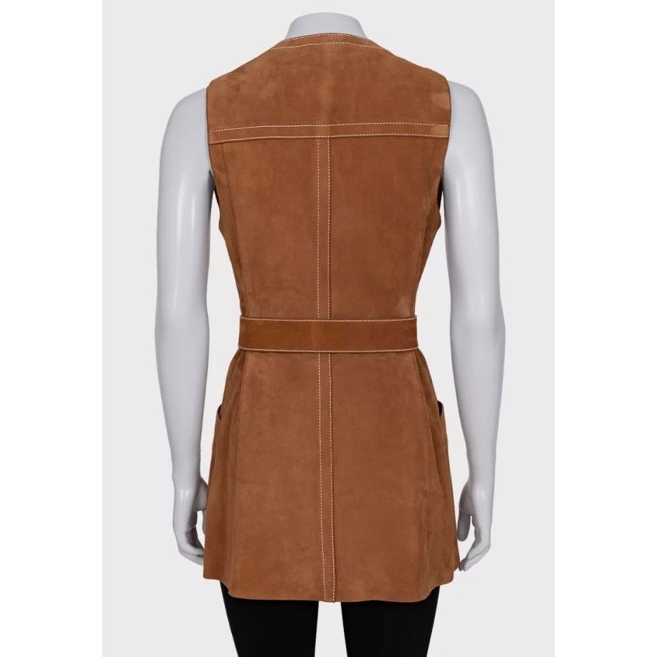 Prada Prada Brown Lambskin Long Vest with Belt - IT40 / S Size S / US 4 / IT 40 - 3 Thumbnail
